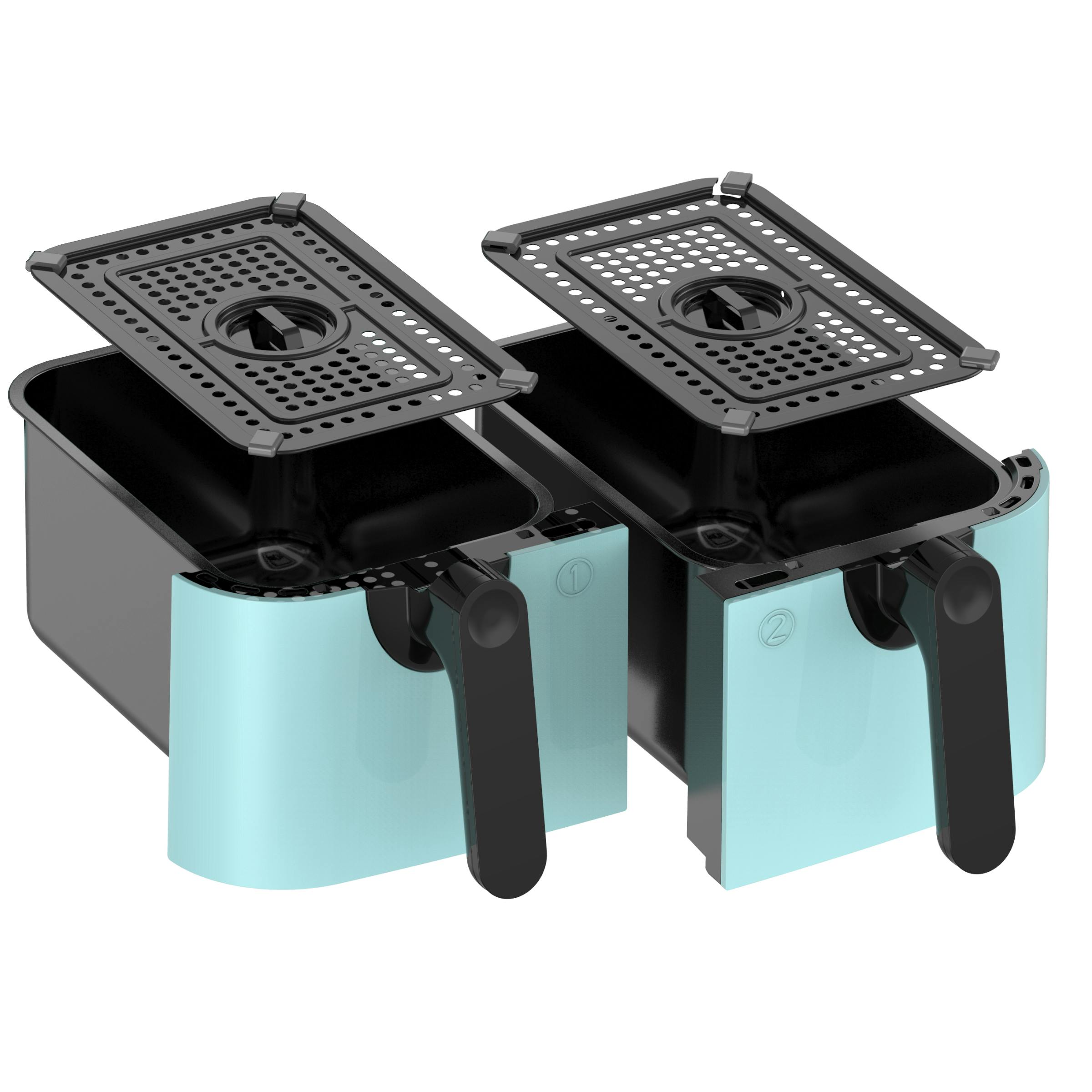 Emtronics Blue Rldr91 9L Dual Air Fryer Drawer Set With Crisper Racks - Aqua
