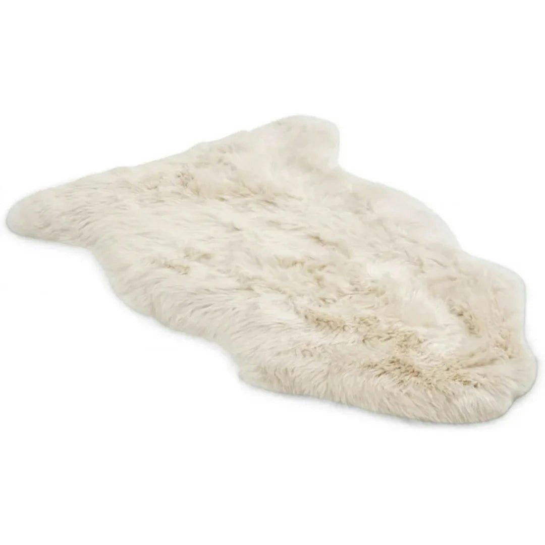 Infinity Leather Cream Genuine Sheepskin Real Natural Wool Area Rug