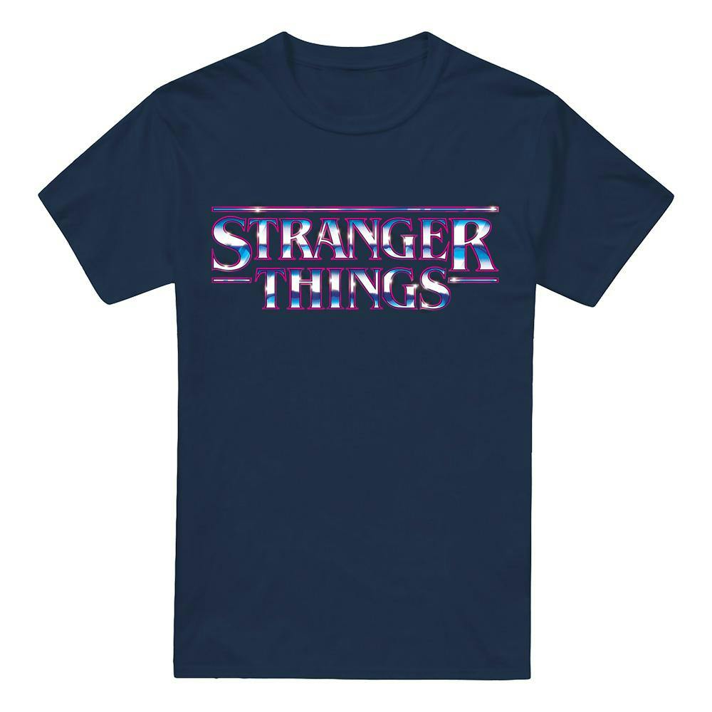 Stranger Things Men's Metal Logo T-Shirt - Navy - 4XL - Navy