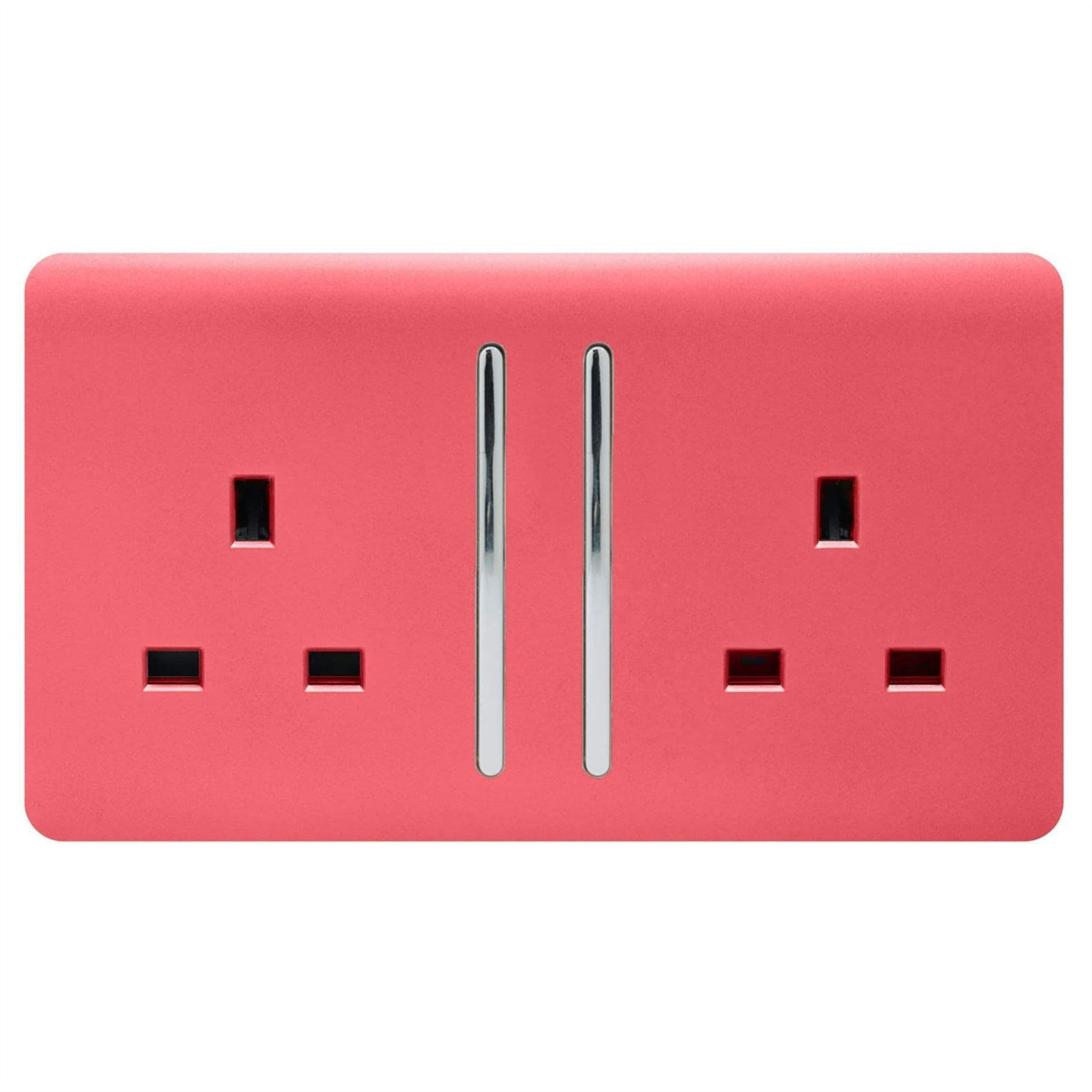 Trendi Switch 2 Gang 13A Plug Socket - Red - Size 2 - Image 5