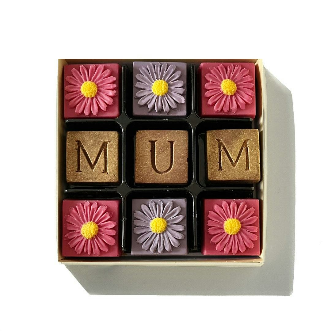 Choc On Choc White/Dark Milk Chocolate Mum & Flowers