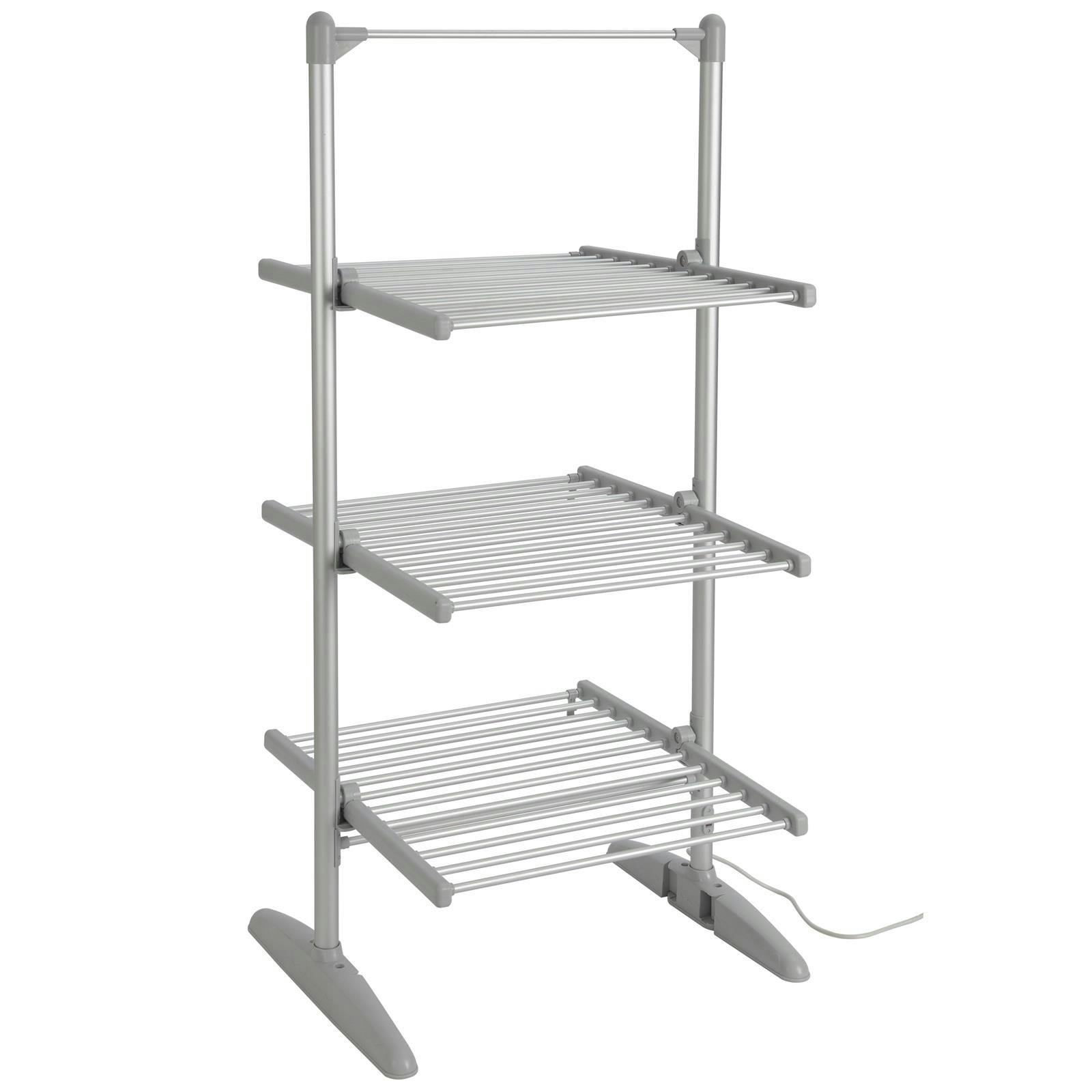 Rackhams Large Electric Tower Clothes Airer 3 Tier Folding Heated Drying Rack Towel Dryer