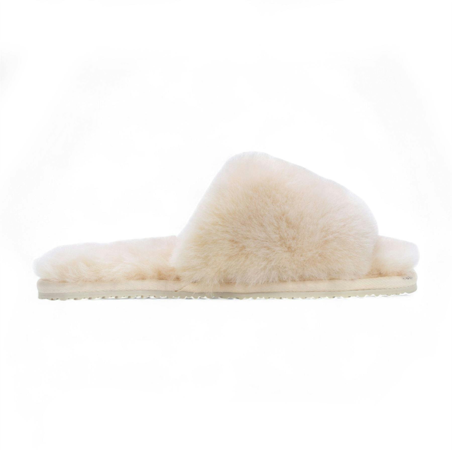 Infinity Leather Women's Beige Sheepskin Slippers Warm Winter Fur Sliders - Nordic - Uk 4 | Eu 37 | Us 6