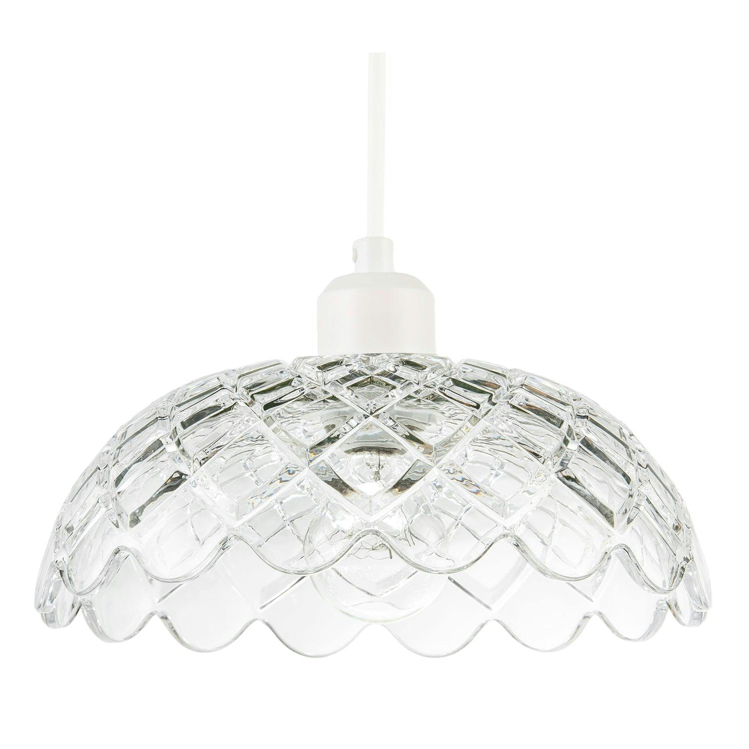 Rackhams Light Modern Thick Transparent Glass Shade With Wavy Scalloped Edge