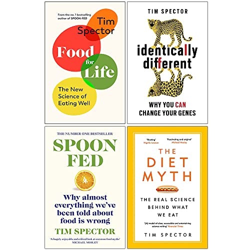 Various Publishers Tim Spector Collection 4 Books Set (Food For Life, Identically Different, Spoon-Fed, The Diet Myth)