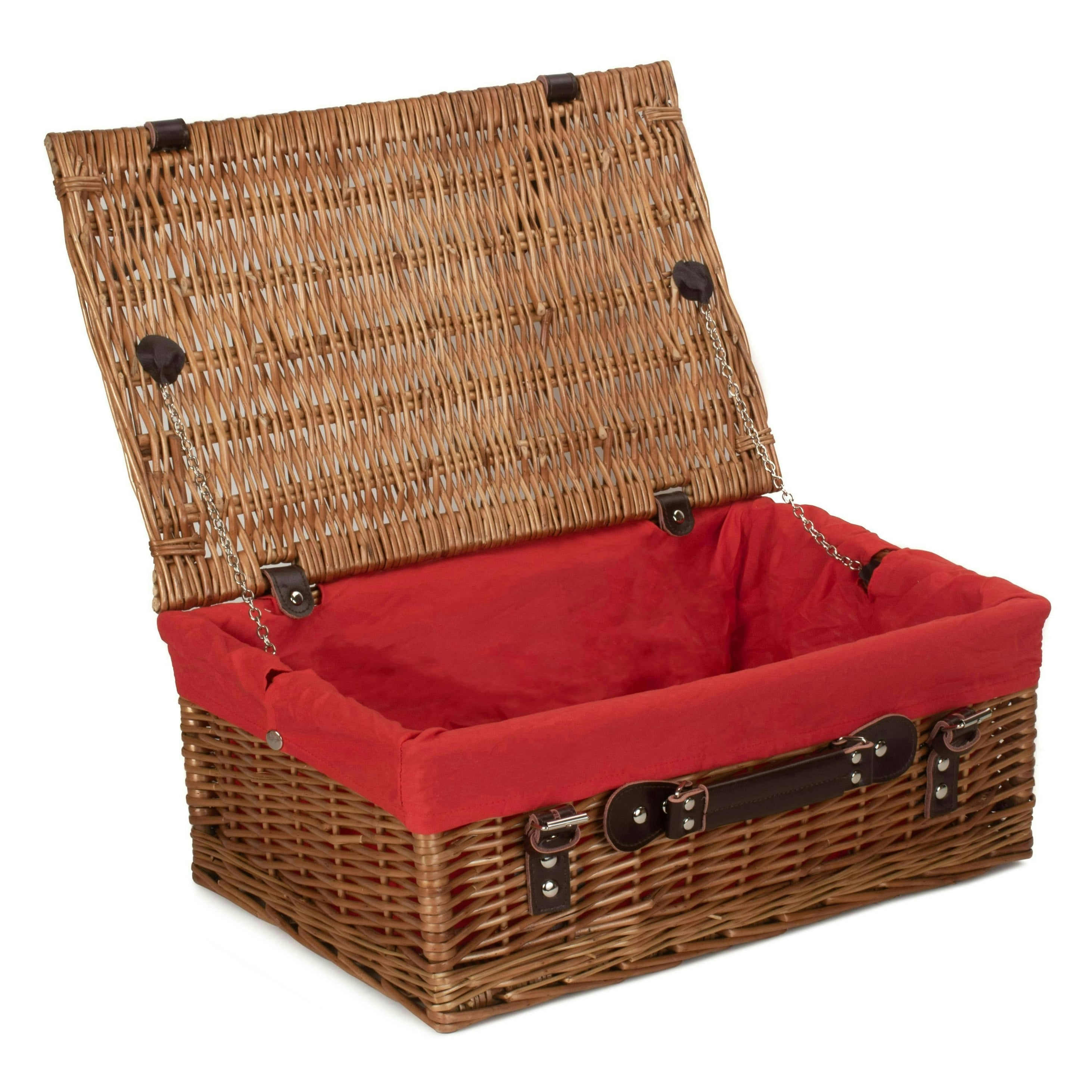 Red Hamper 46Cm Double Steamed Willow Wicker Picnic Basket