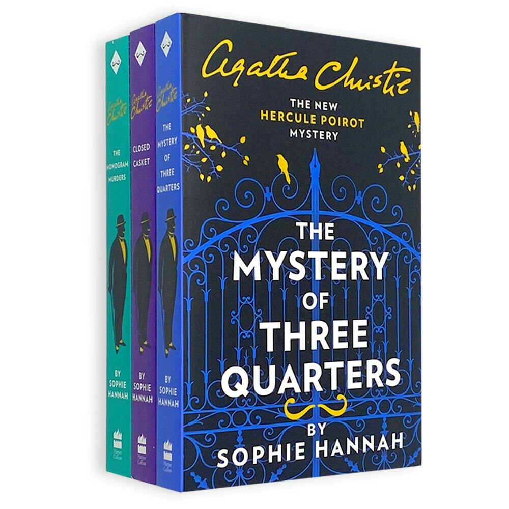 Harpercollins Grey Agatha Christie Hercule Poirot Mysteries 3 Books Collection Set