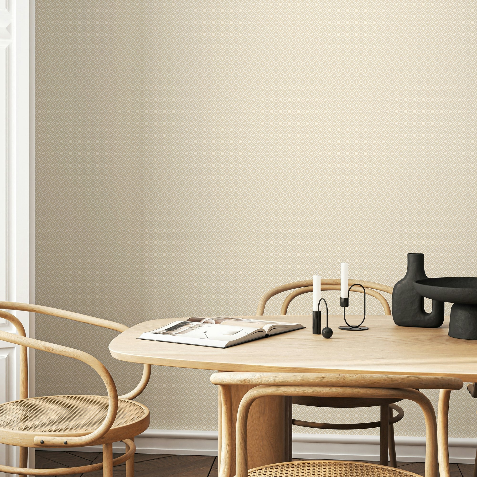 Hoopla Walls Ditsy Diamond - Parchment 10M Wallpaper