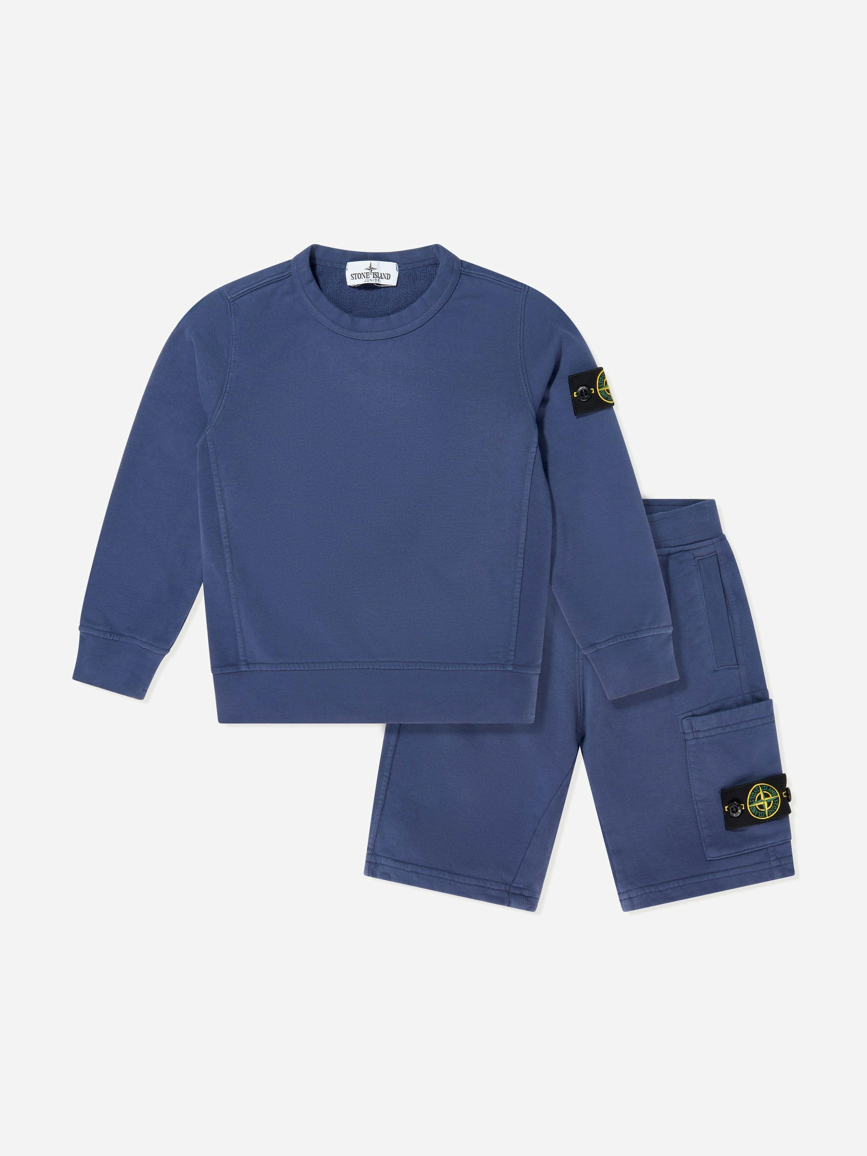 Stone Island Boys Junior Compass Logo Short Set In Navy - Navy - 14 Yrs