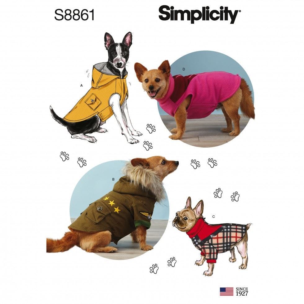 Simplicity Sewing Pattern 8861, Coats For Pets, A (S-M-L) - Intermediate - A (S-M-L)
