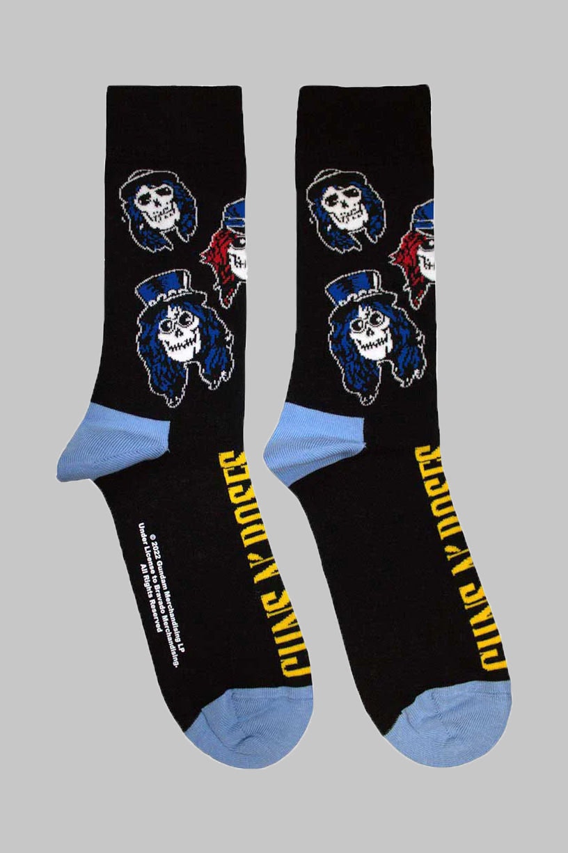Paradiso Clothing Unisex Black Guns N' Roses Skulls Band Logo Ankle Socks