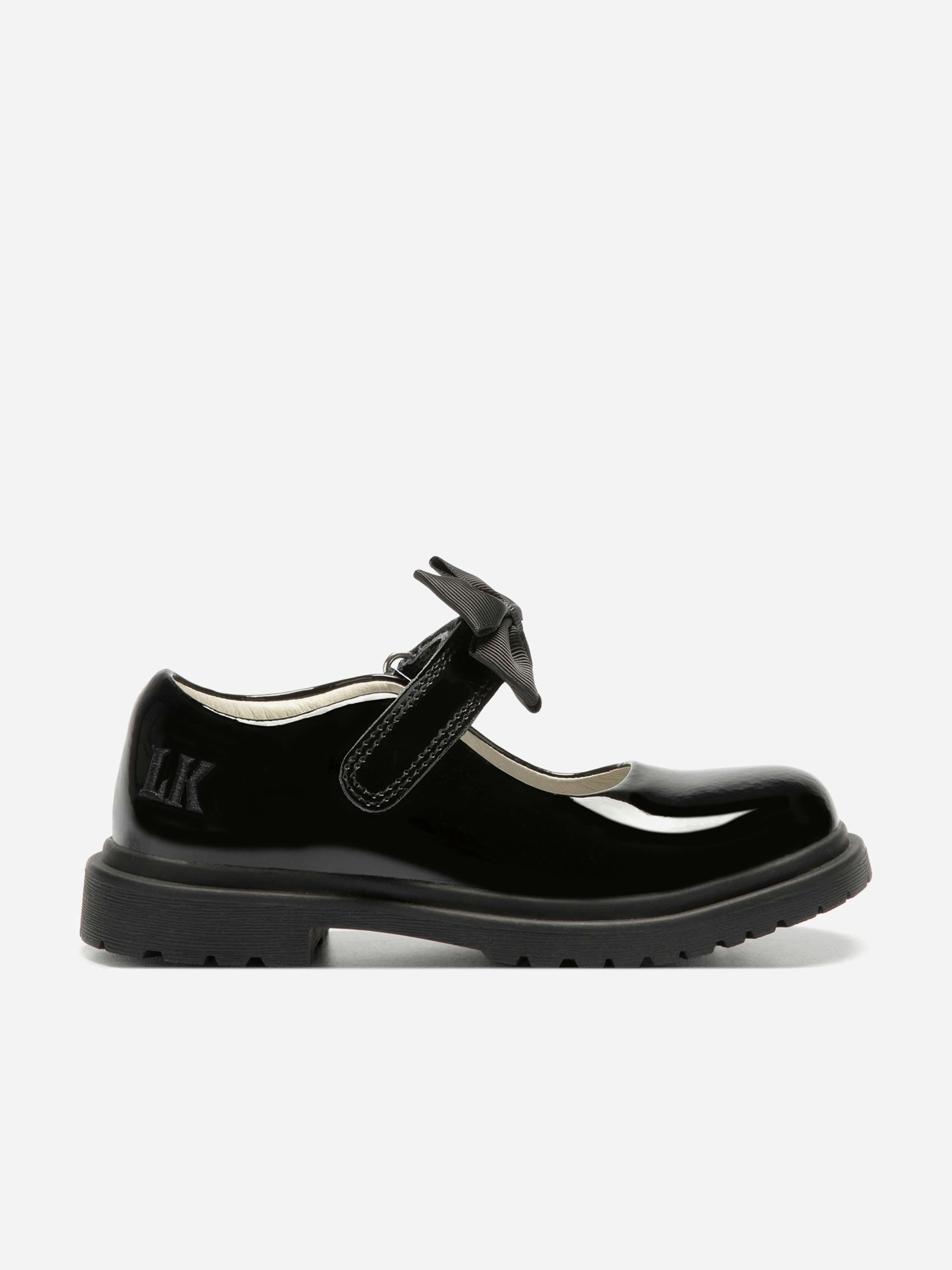 Lelli Kelly Girls Black Masie Bow Patent School Shoes In - Eu 29 Uk 11