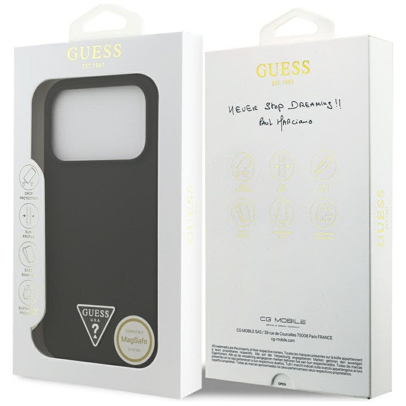 Guess Black Silicone Triangle Logo Case With Magsafe For Iphone 17 Pro - Guhmp17lsctrlmk