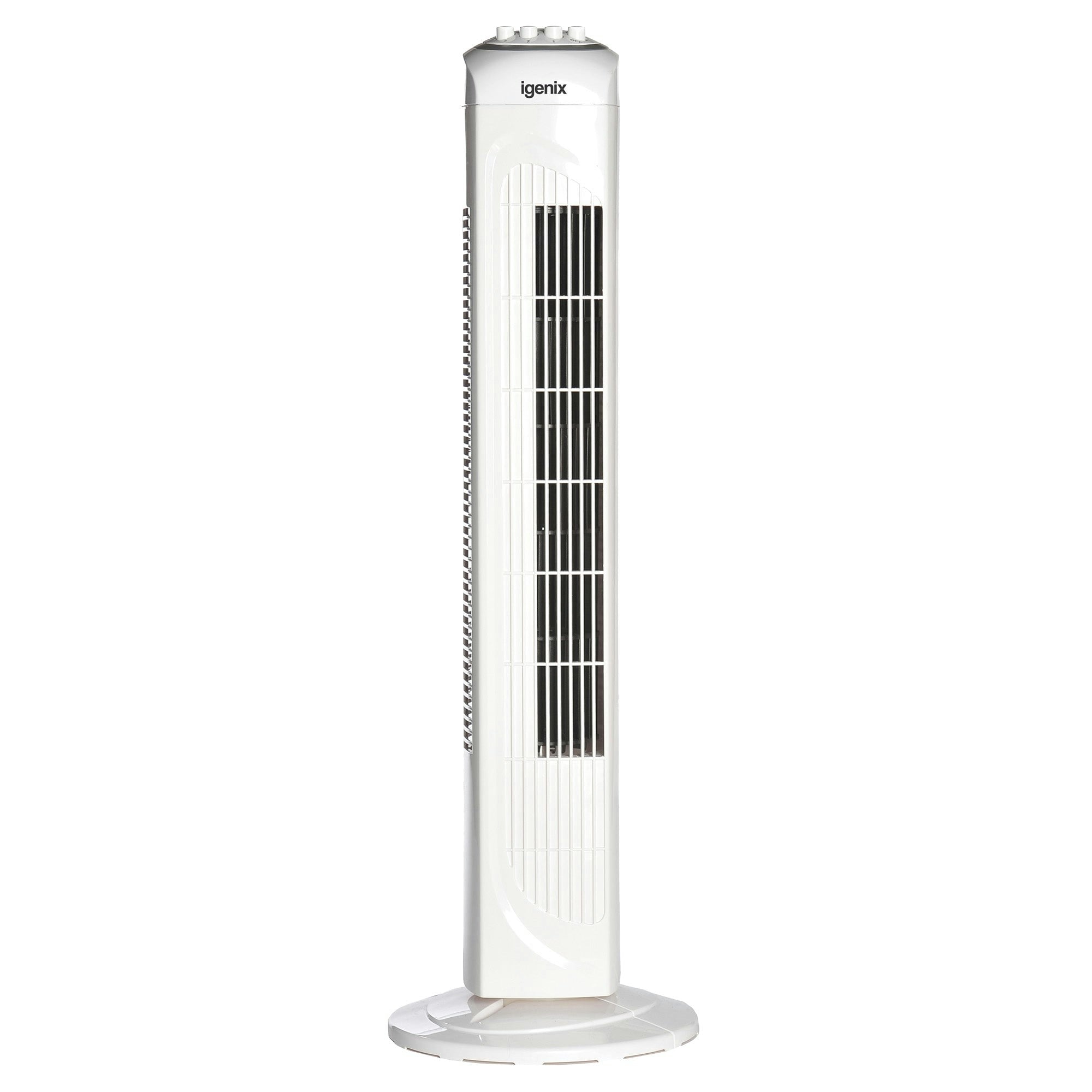 Igenix White Tower Fan, Oscillating, 2 Hour Timer, 30 Inch,