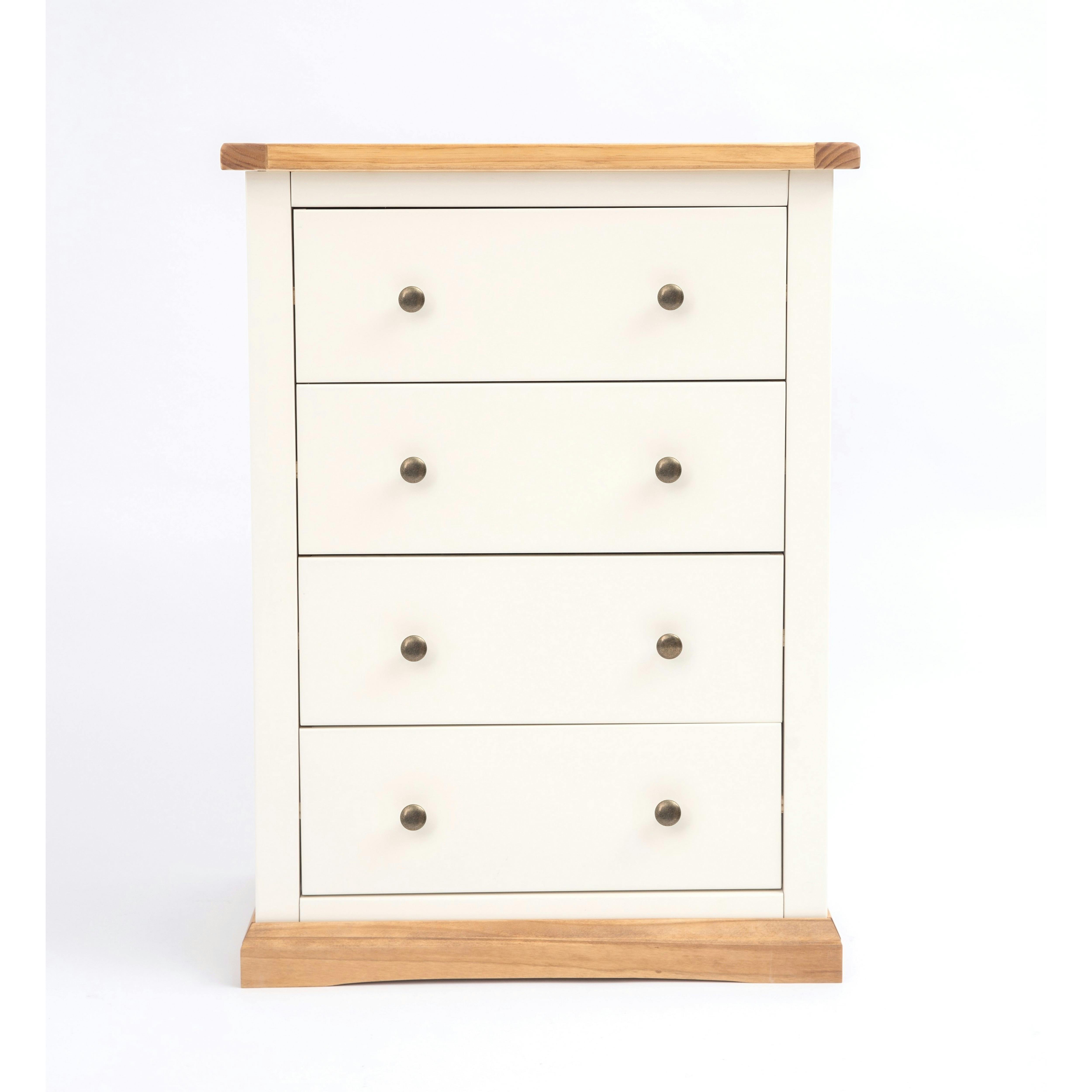 Rackhams White Trevi 4 Drawer Chest Of Drawers Brass Knob - Off