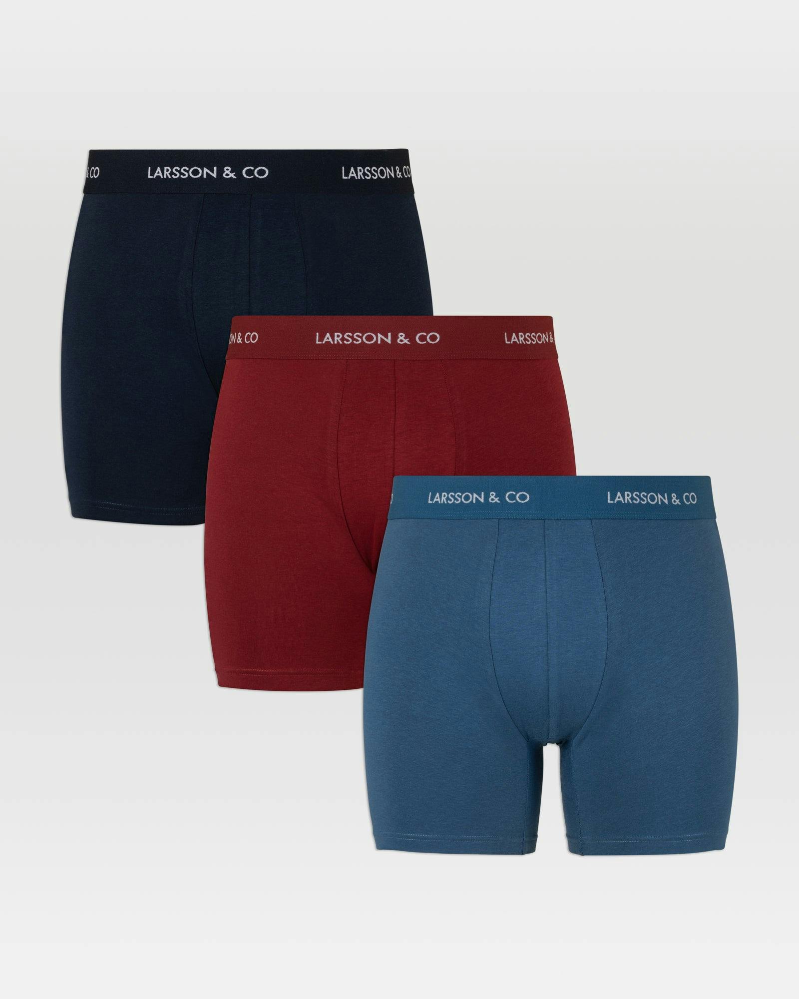 Larsson & Co Red/Blue 3 Pack Boxers - Xl - Navy