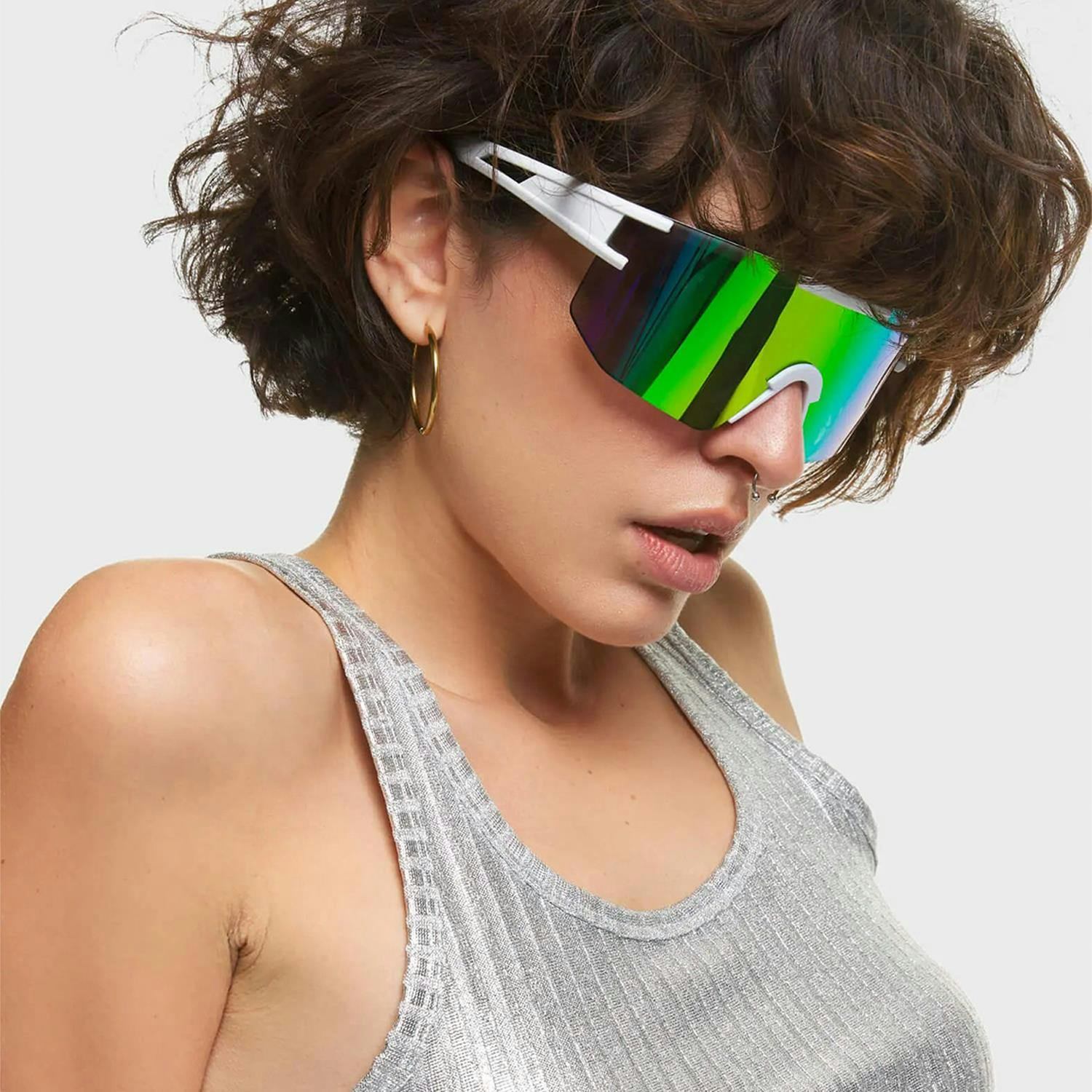 Lamoda Pastel Visor Sunglasses Trendy Multi-Color Shield Lens Uv400 Protection