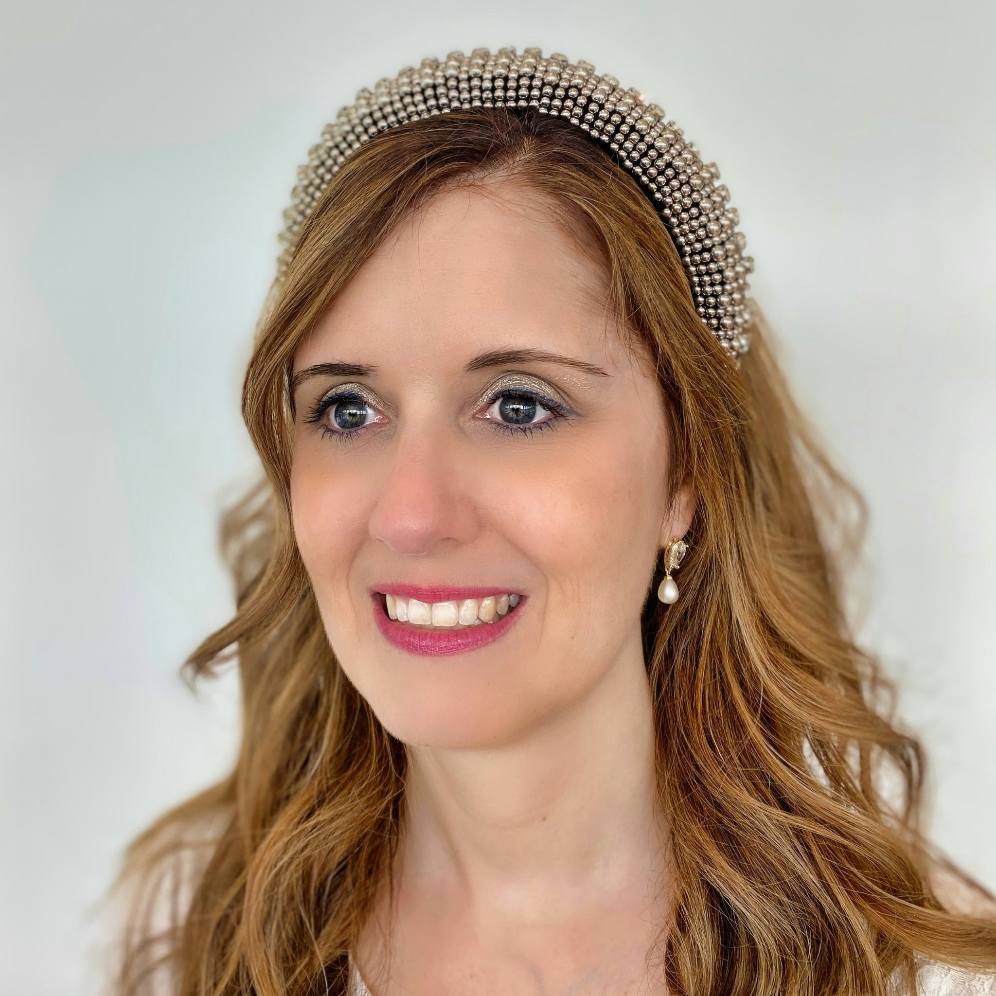 Queenmee Accessories Silver Headband Statement Hair Band Beaded