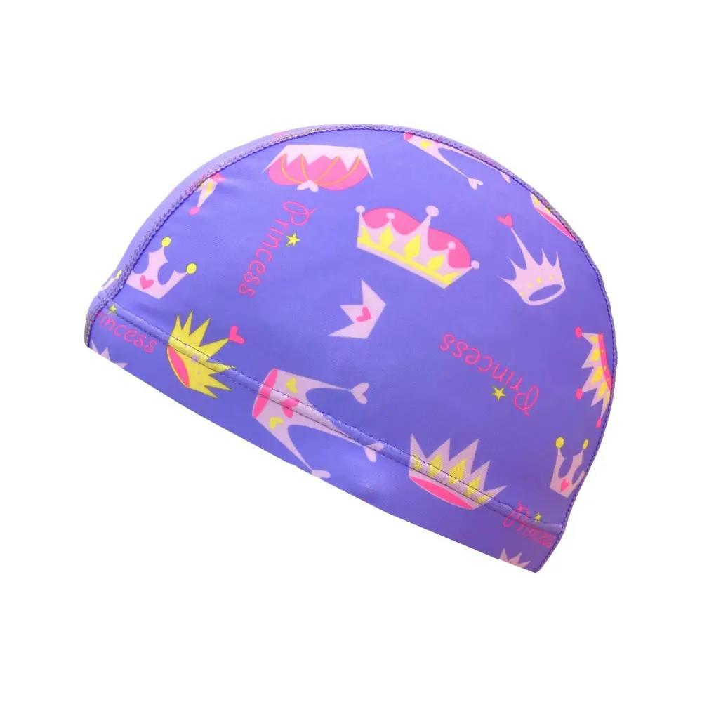 Simply Swim Purple Junior Fun Patterns Lycra Swim Cap - Little Princess