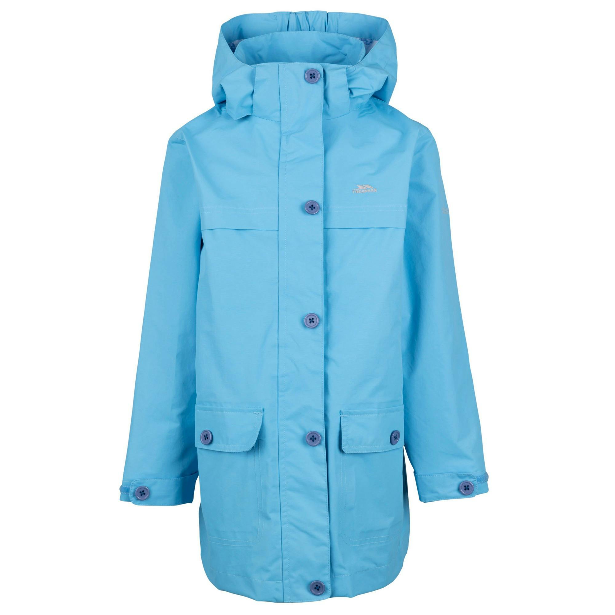 Trespass Girls Blue Fairly Tp50 Waterproof Jacket - Skies - 5-6 Years - Skies - 100% Polyester Pu Coating
