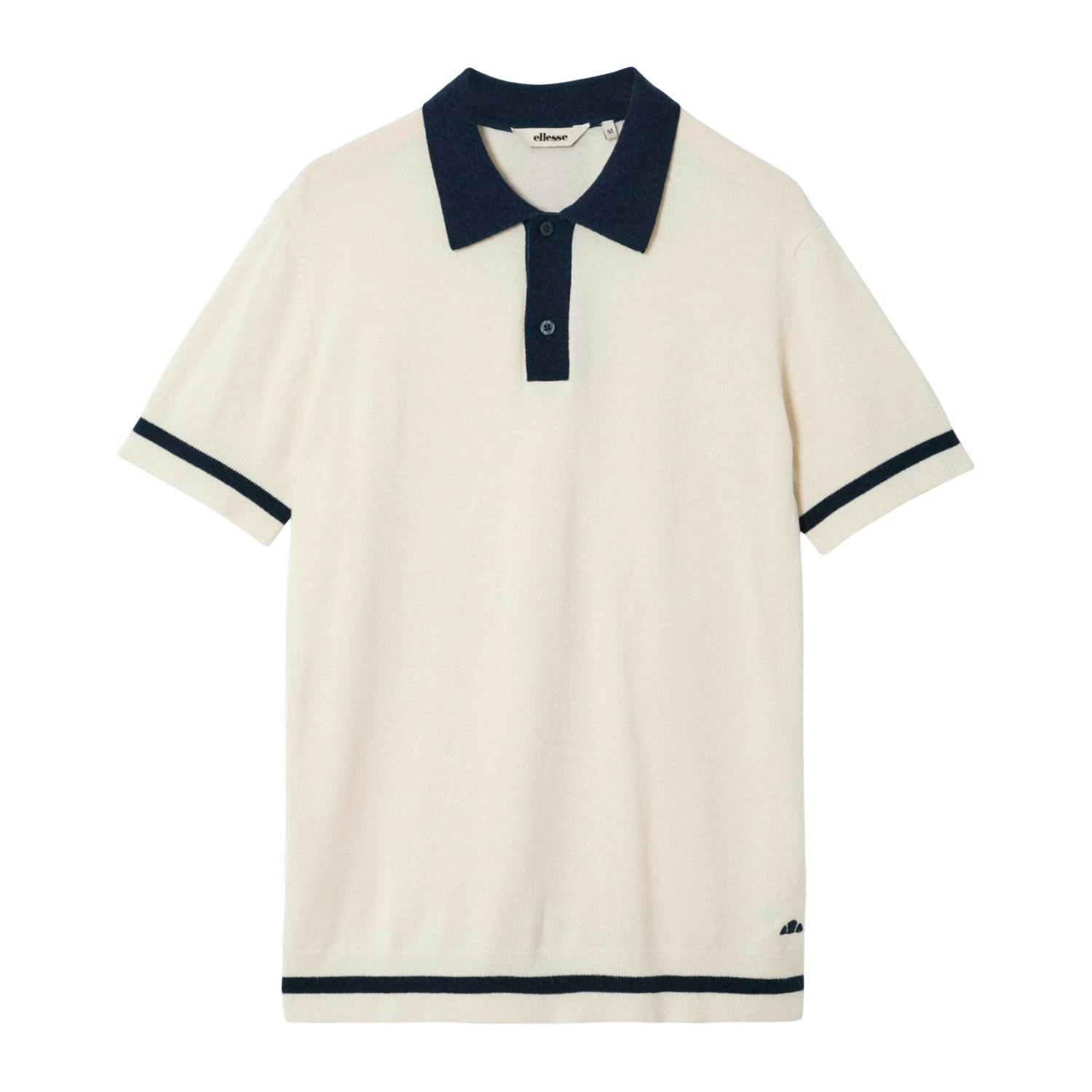 Ellesse Men's White Tuccia Knitted Polo Shirt - Off - Off - L - 60% Merino Wool/40% Viscose