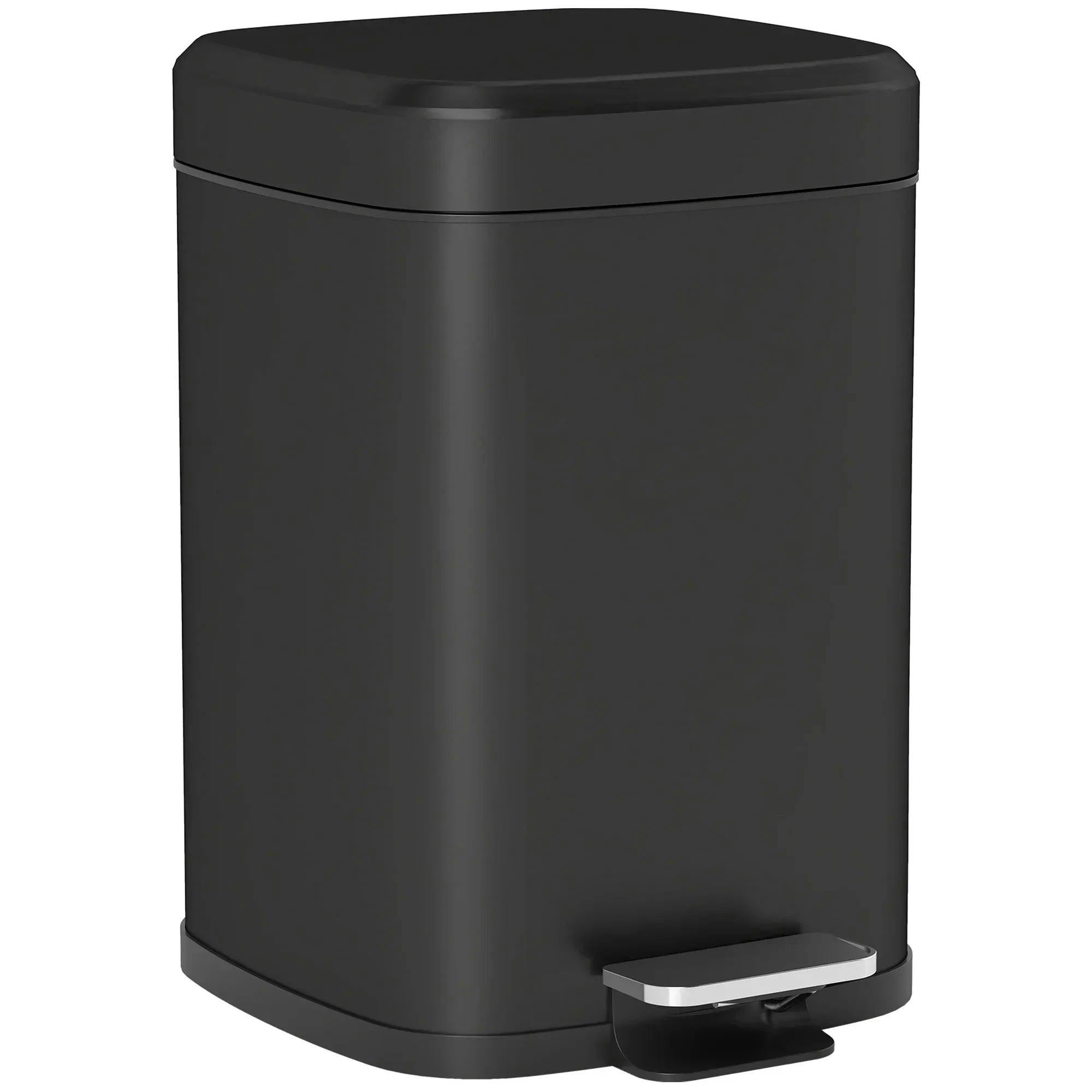 B&Q - 12L Kitchen Pedal BinMetal Rubbish Bin With Soft-Close LidBlack - Image 2
