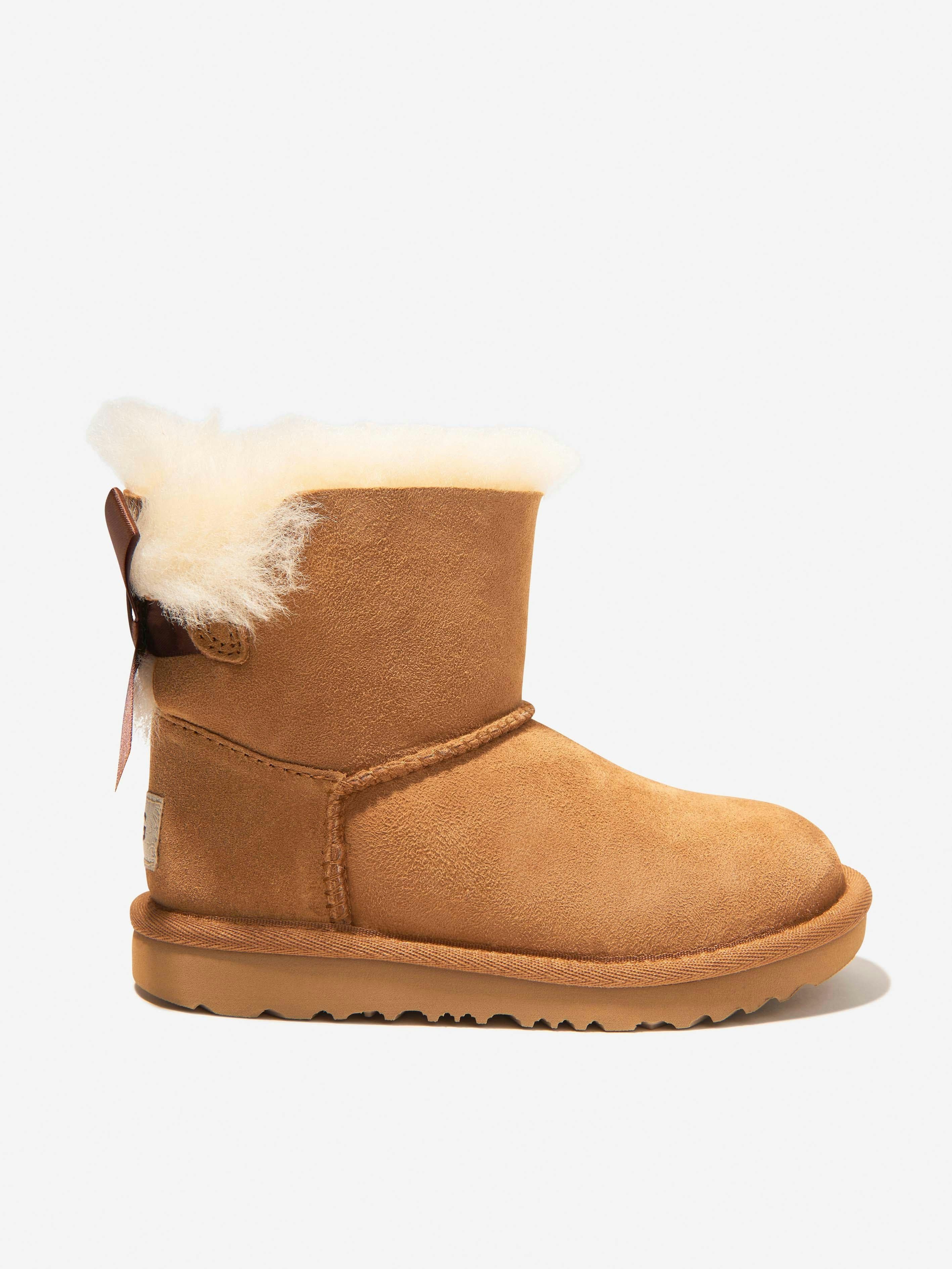 Ugg Girls Brown Mini Bailey Bow Ii Boots In - Eu 25 Us 8