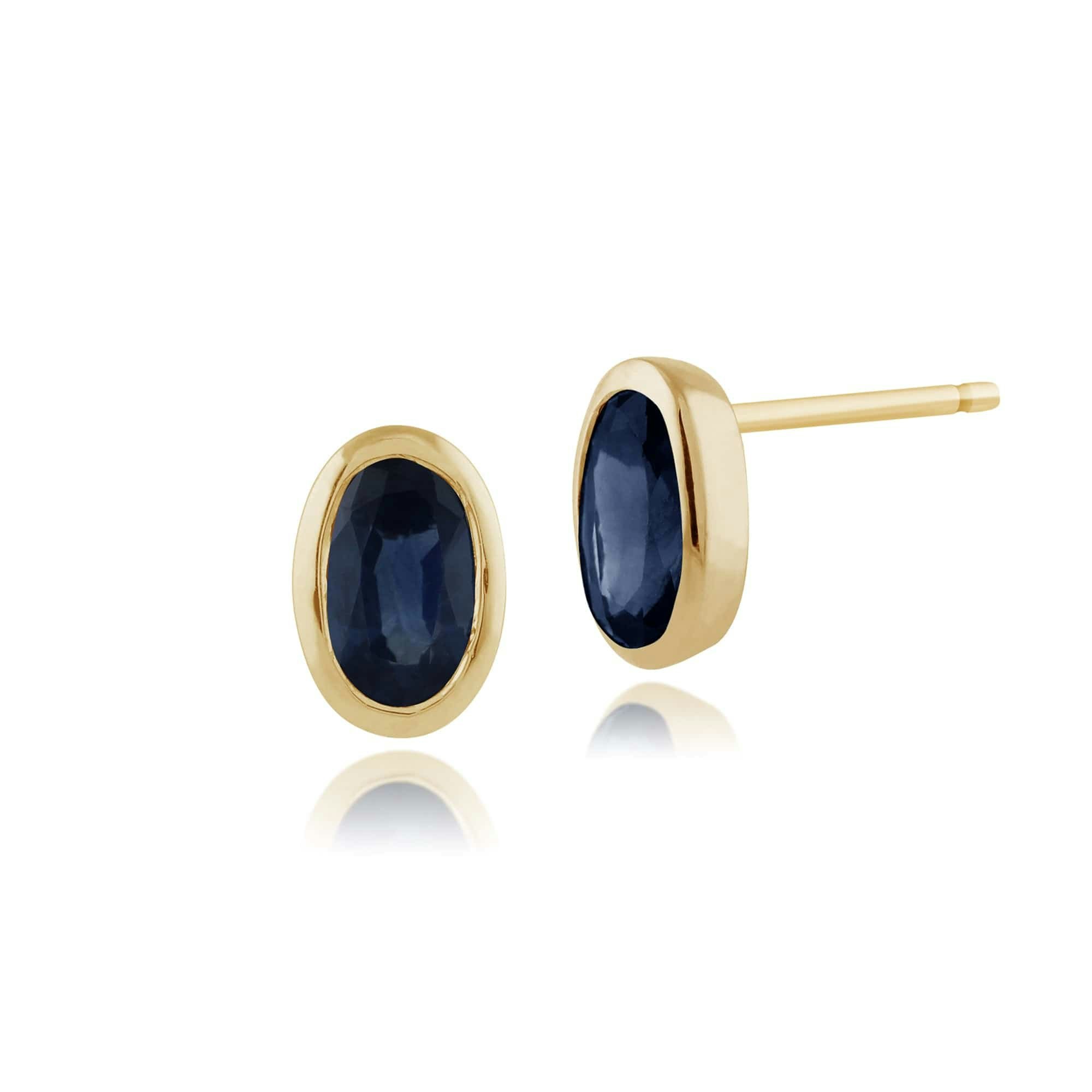 Gemondo Blue/Yellow/Gold Classic Oval Sapphire Stud Earrings In 9Ct - Sapphire