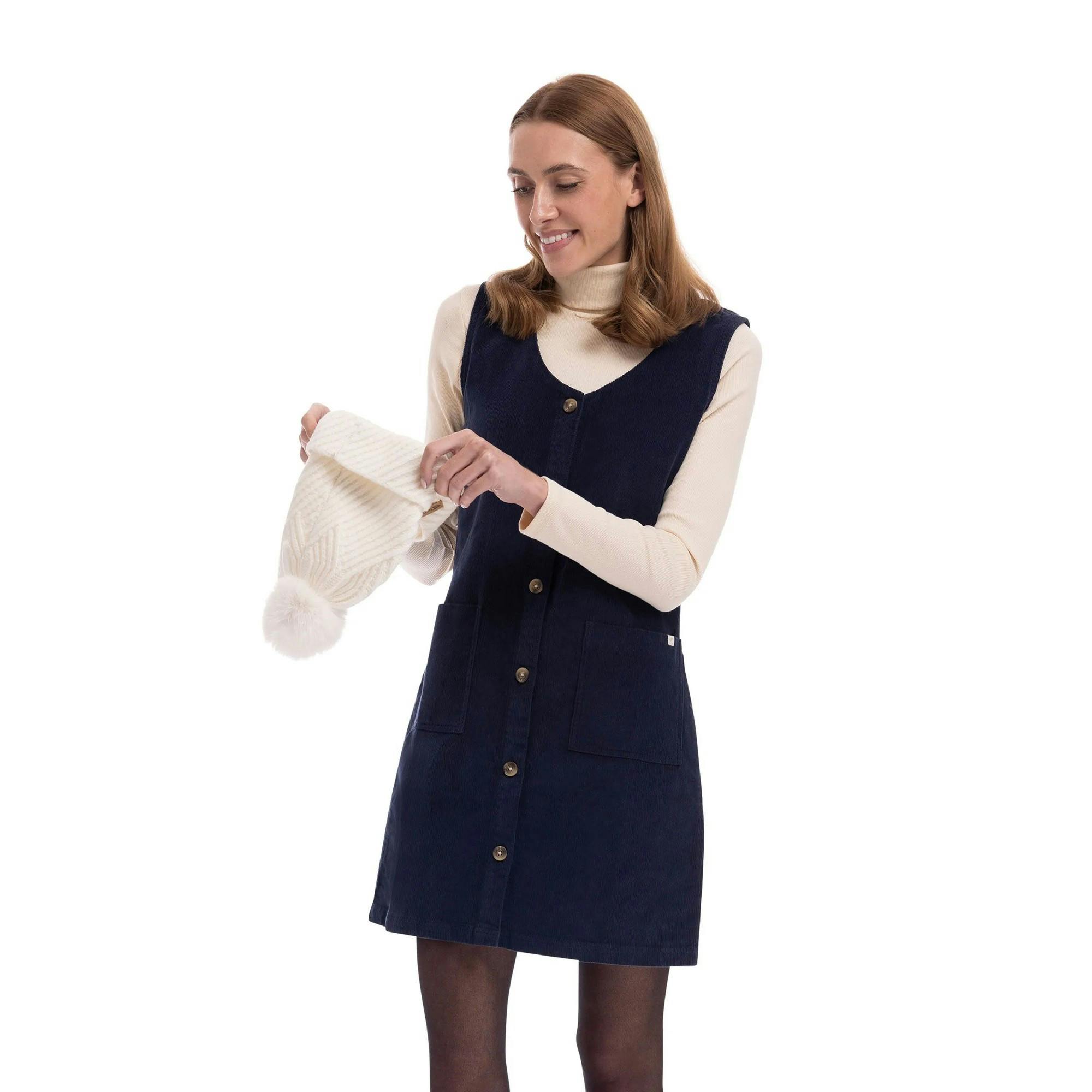 Trespass Women's Tarissa Corduroy Pinafore Dress - Navy - 18 Uk - Navy - 98% Cotton/2% Elastane