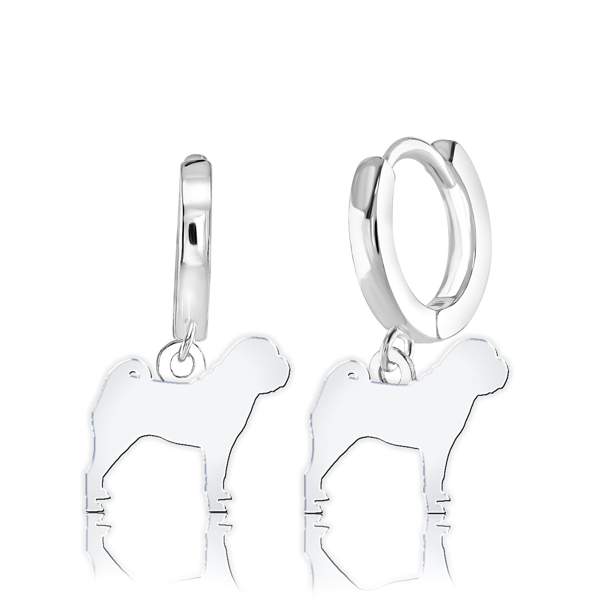 Mylee London Silver Shar Pei Silhouette Earrings - No - Huggie Hoop Size 5