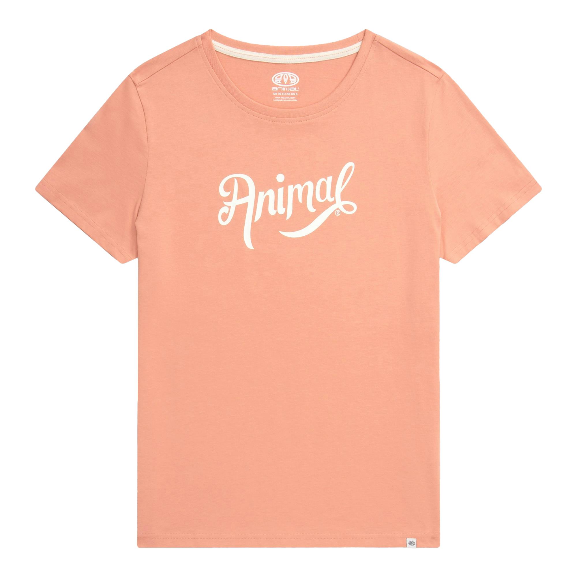 Animal Women's Coral Script Organic Logo T-Shirt - 6 Uk - 100% Mixed