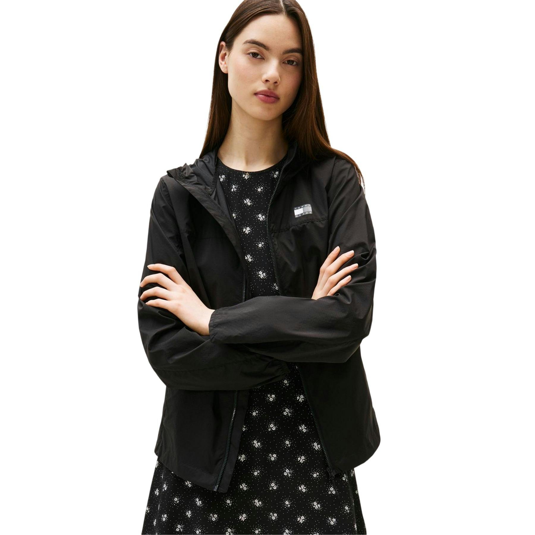 Tommy Jeans Women's Black Logo Full Zip Hoodie - 8 Uk - 100% Nylon