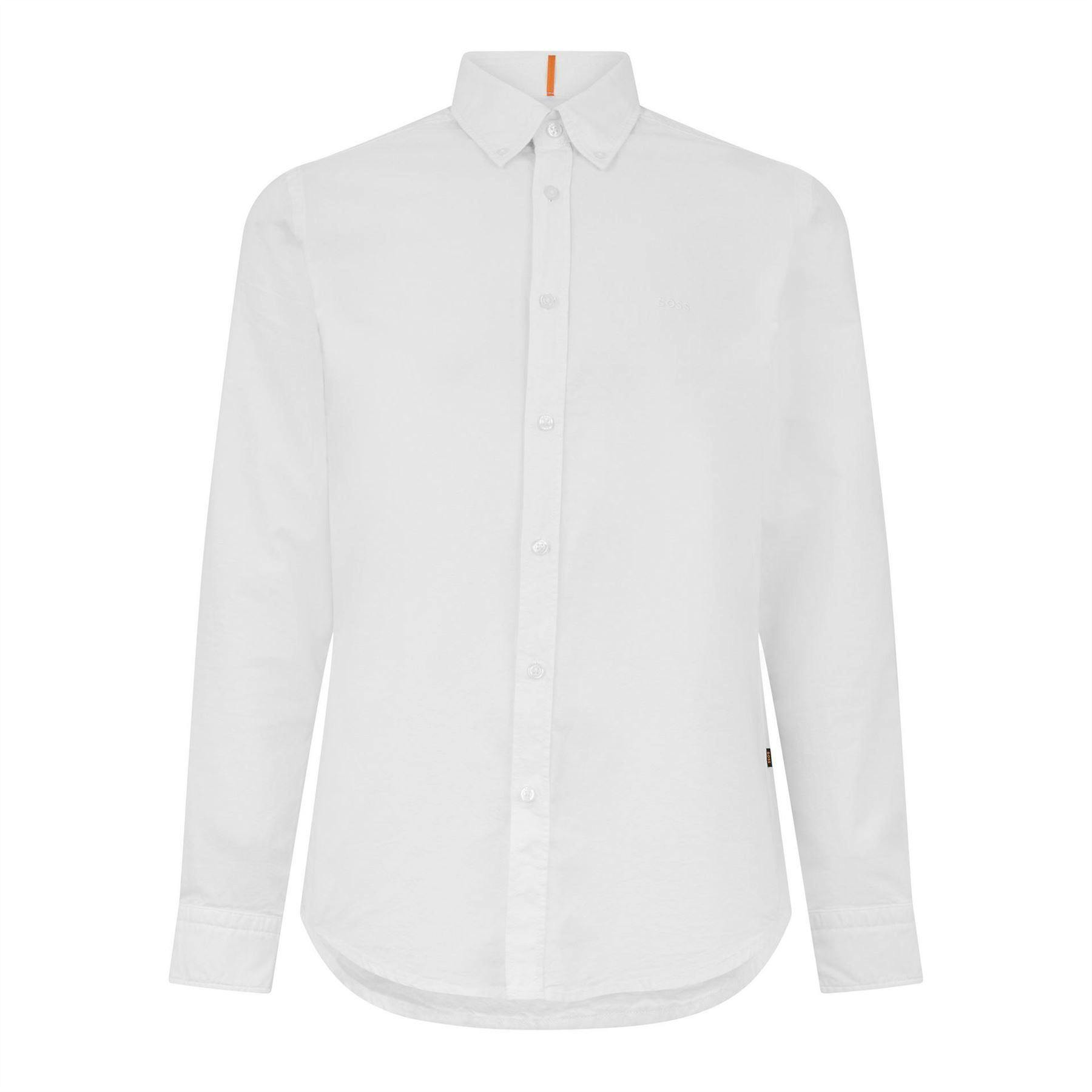 Boss Men's White Rickert Oxford Shirt - L - 100% Cotton