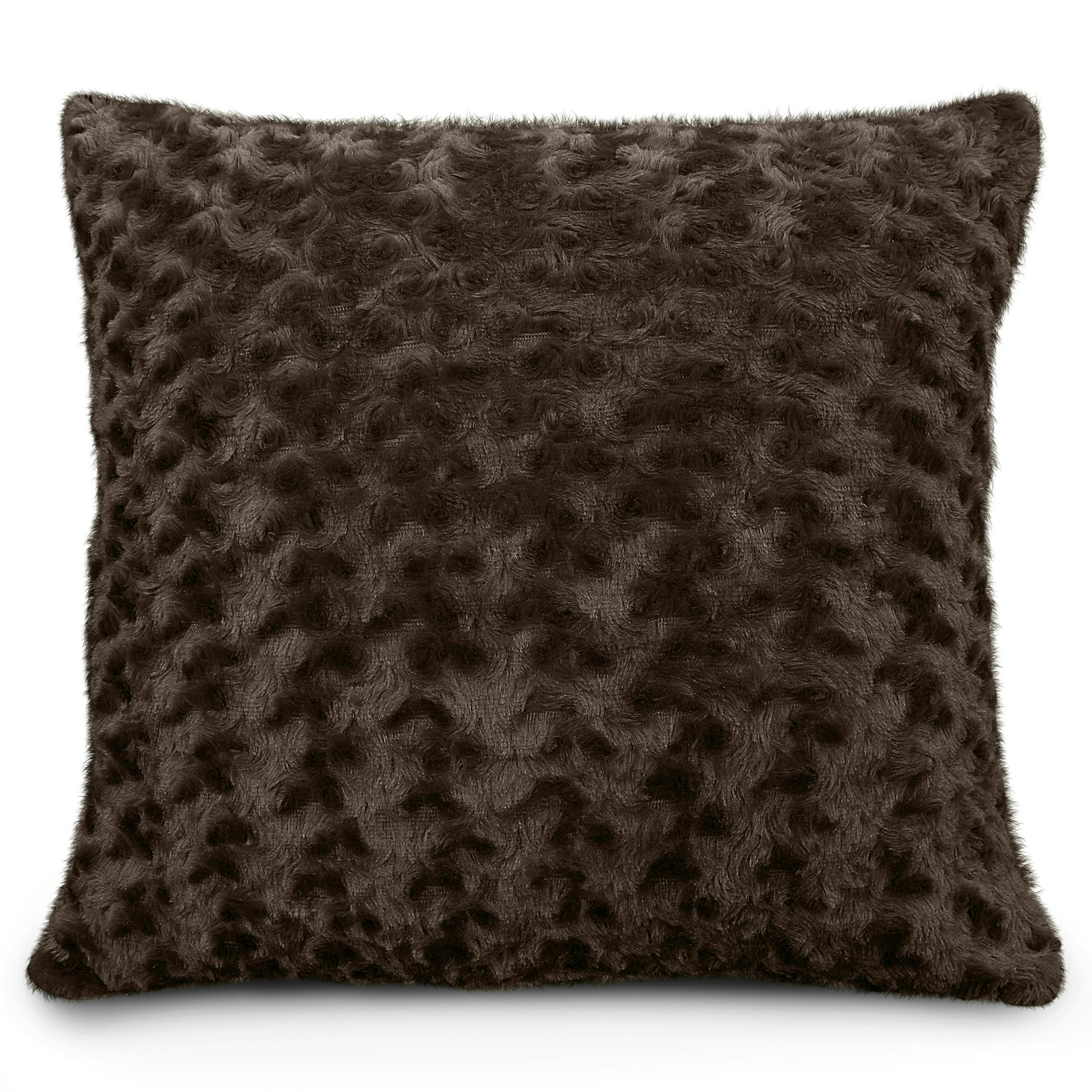 Rackhams Brown Fur Supersoft Rose Posy Cushion - 43Cm X 43Cm