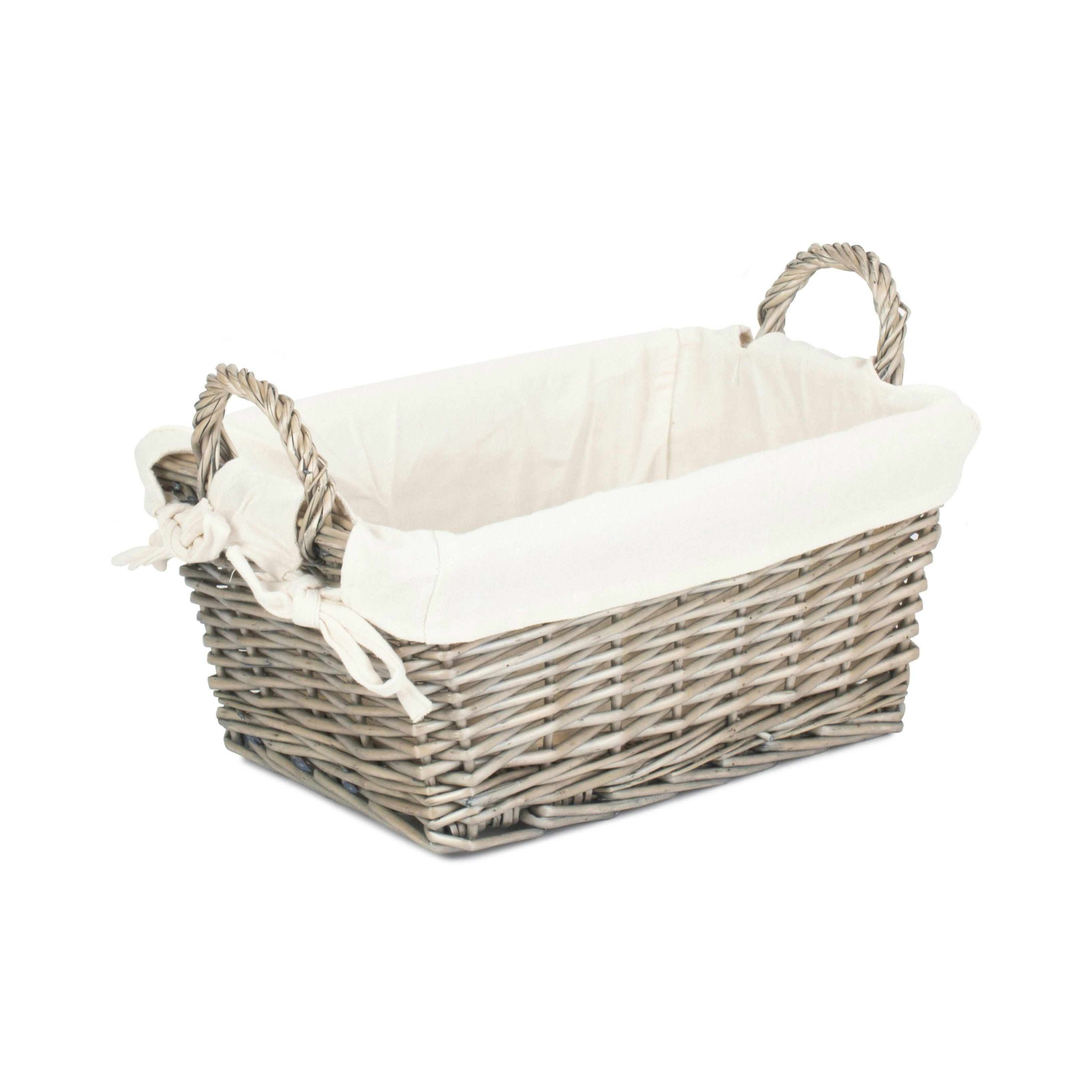Rackhams Red Antique Wash Wicker Handled Lined Storage Basket - Medium