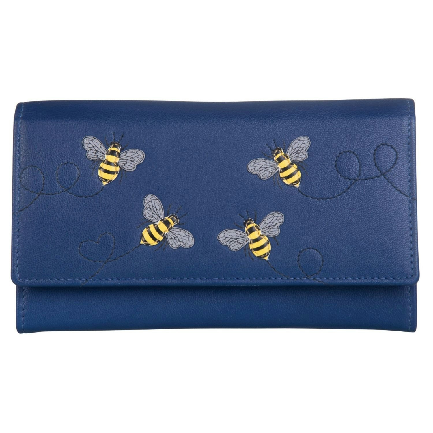 Mala Leather Blue Suri Bumble Bee Matinee Leather Rfid Purse