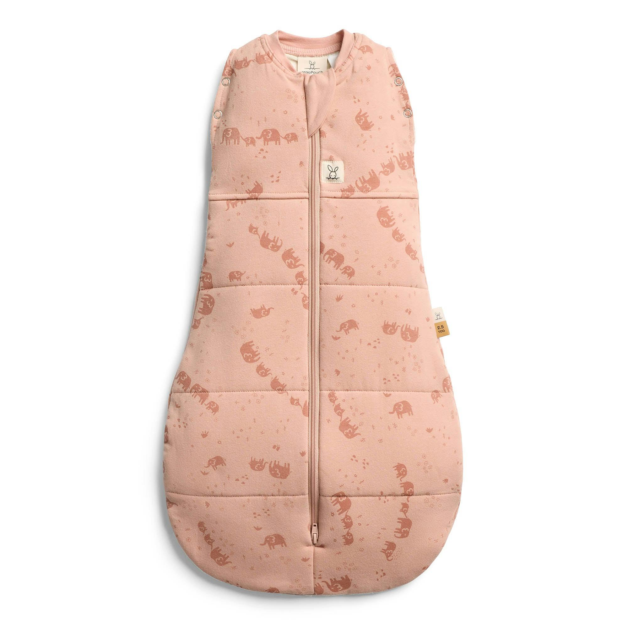 Ergopouch Organic Winter Cocoon Swaddle Sleeping Bag - Elephant Parade - 2.5 Tog - 00-03M
