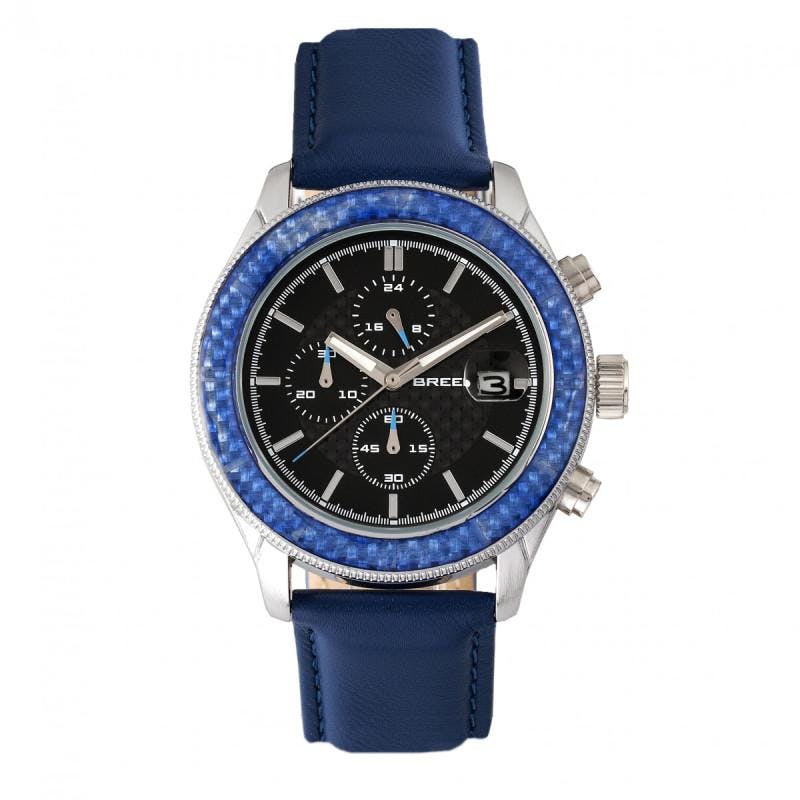 Breed Men's Silver/Blue Maverick Chronograph Watch W/Date