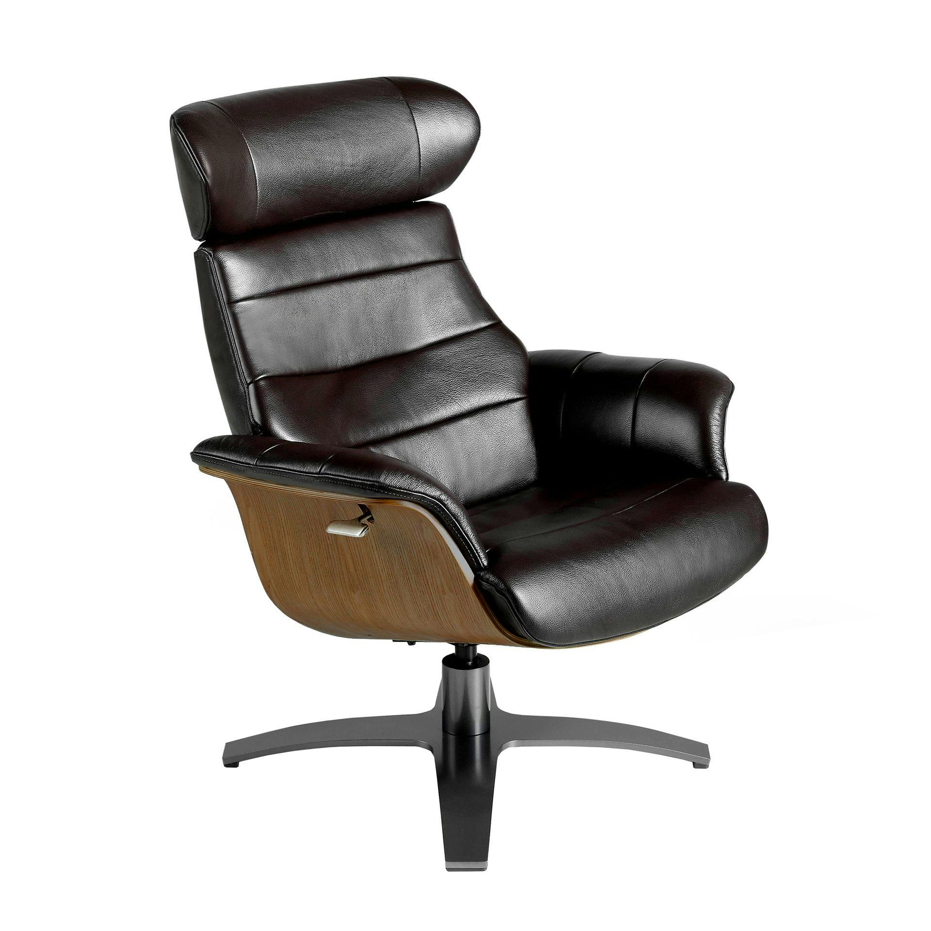 Rackhams Brown Chocolate Leather Swivel Recliner Armchair 5034 - Modern - Yes - No