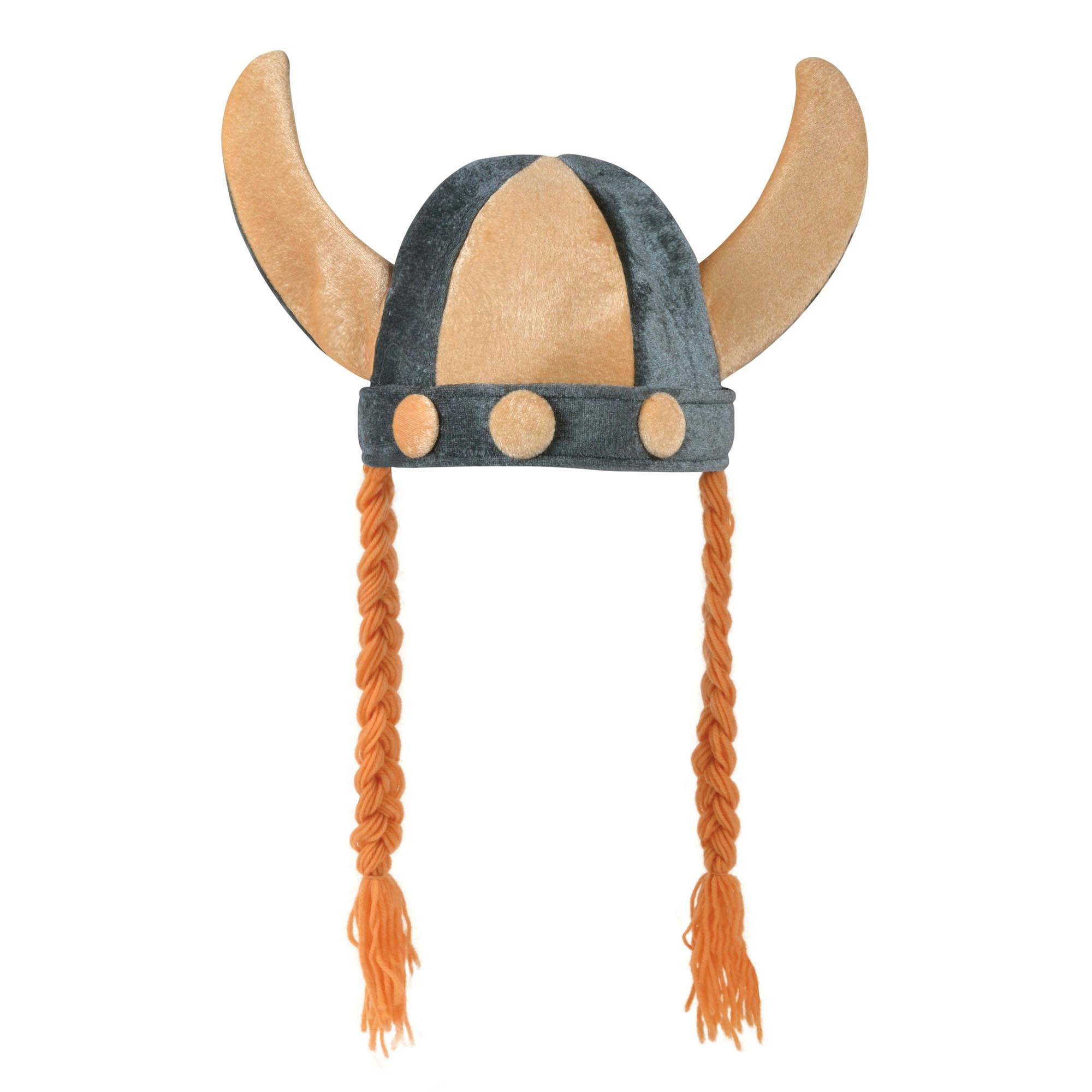 Bristol Novelty Unisex Beige/Grey Soft Viking Helmet With Plaits - /Ginger - One Size - /Ginger