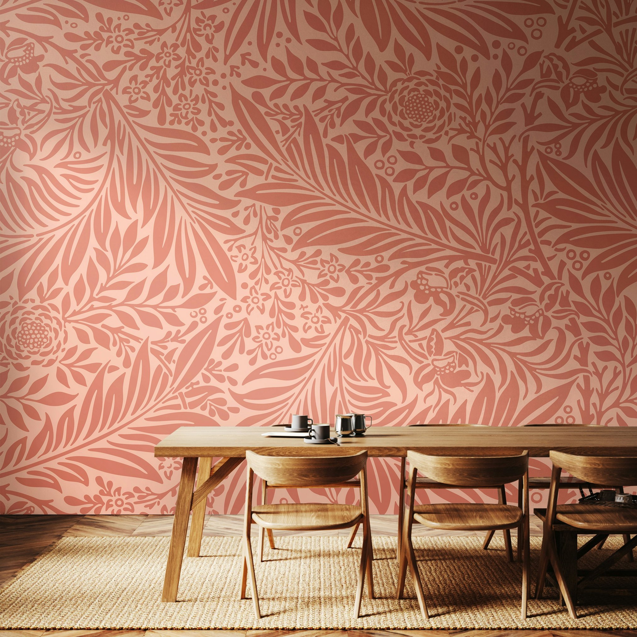 Rackhams Coral Trailing Ferns - Warm - Medium - W300cm X H240cm