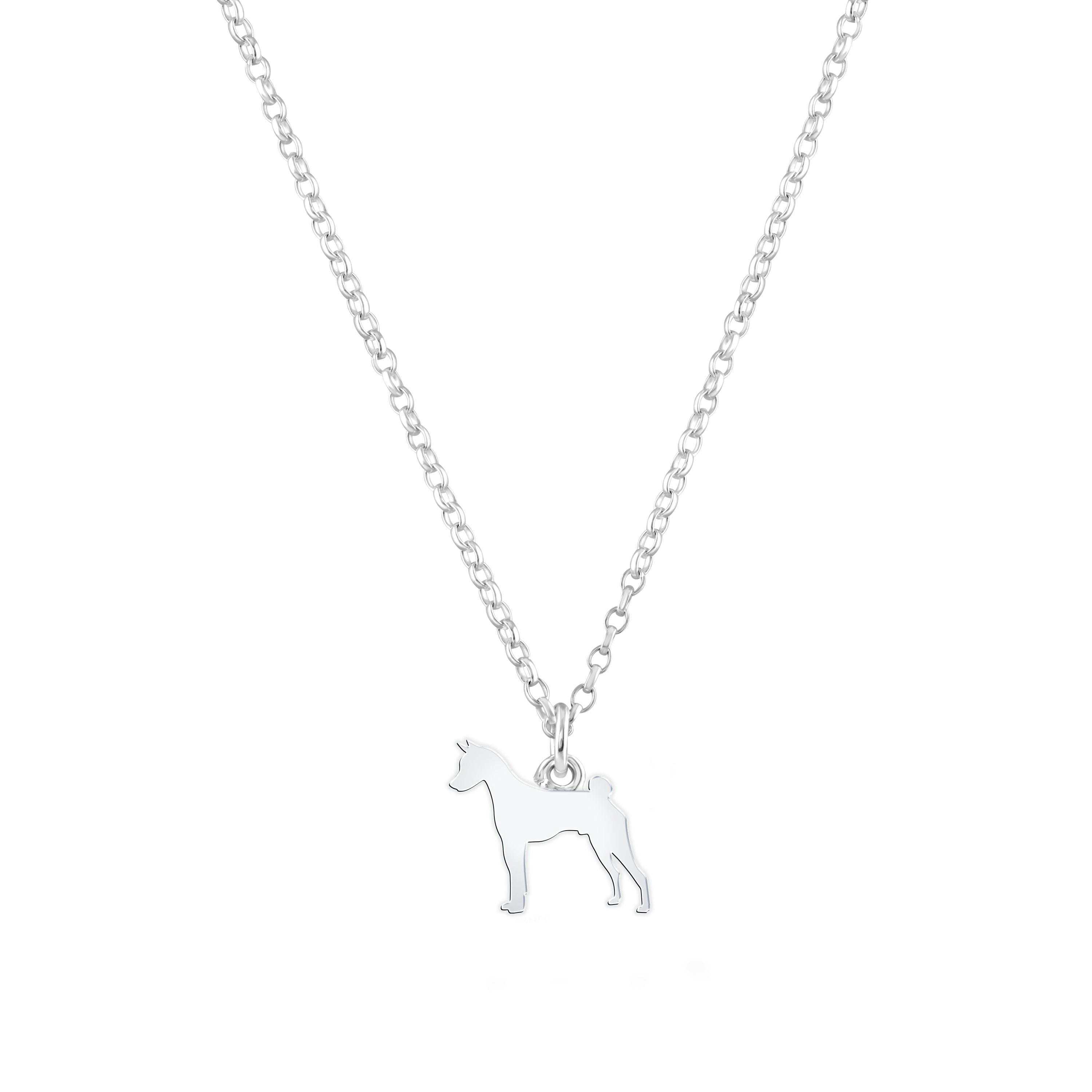 Mylee London Silver Basenji Silhouette Necklace - Personalised - No