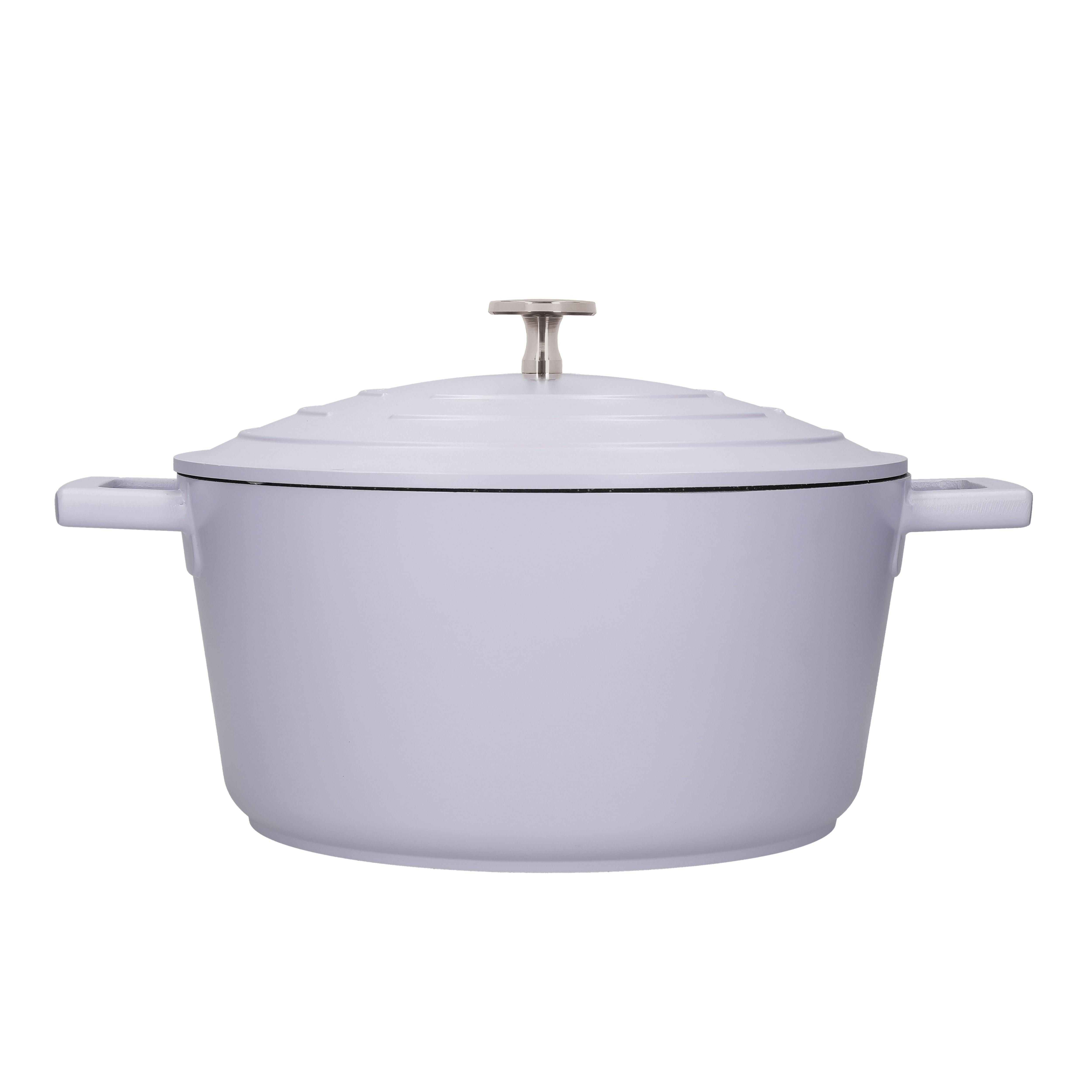 Rackhams Purple Cast Aluminium 4L Round Casserole Dish With Lid - Aluminium - Casserole Dish