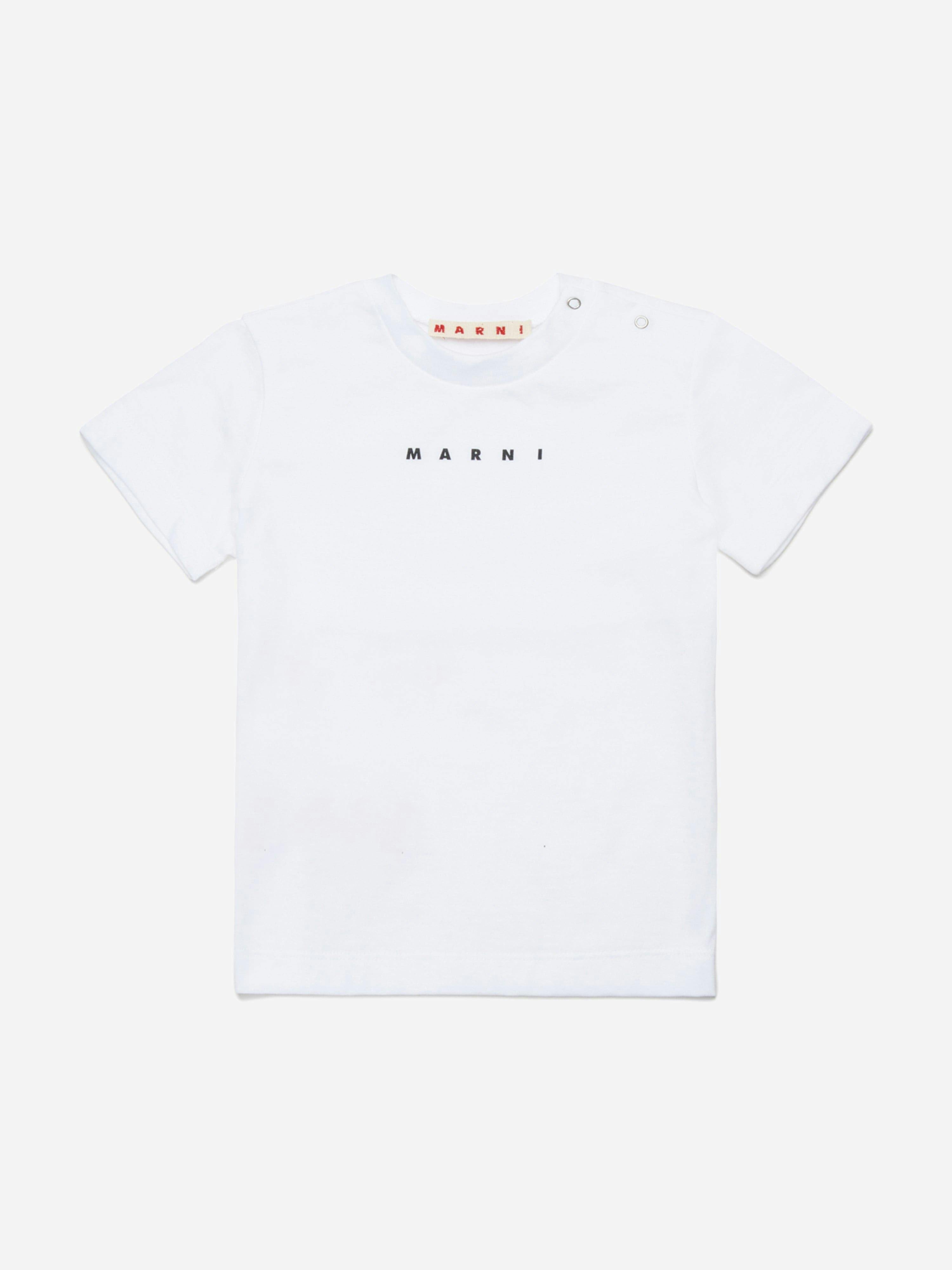 Marni Kids Unisex Kids White Marni Baby Cotton Logo T-Shirt In - 6 - 9 Mths