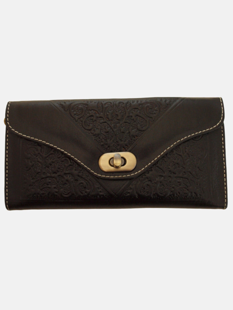 Berber Leather Black Leather Tri-Fold Purse