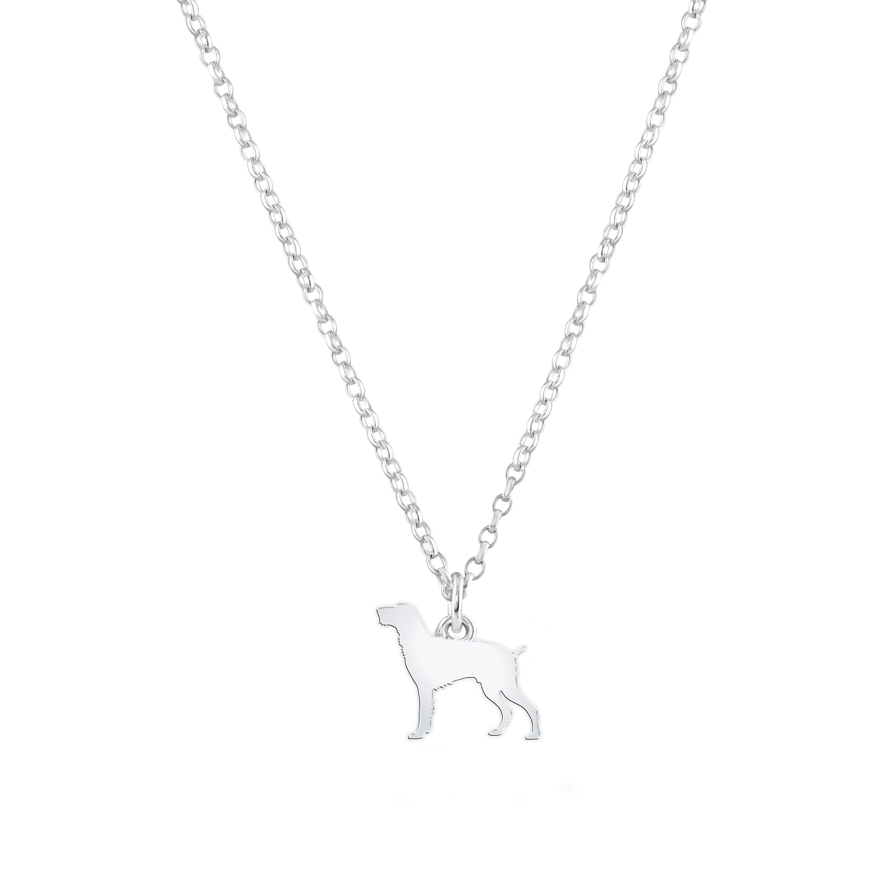 Mylee London Silver Slovakian Rough Haired Pointer Silhouette Necklace - Personalised - Yes
