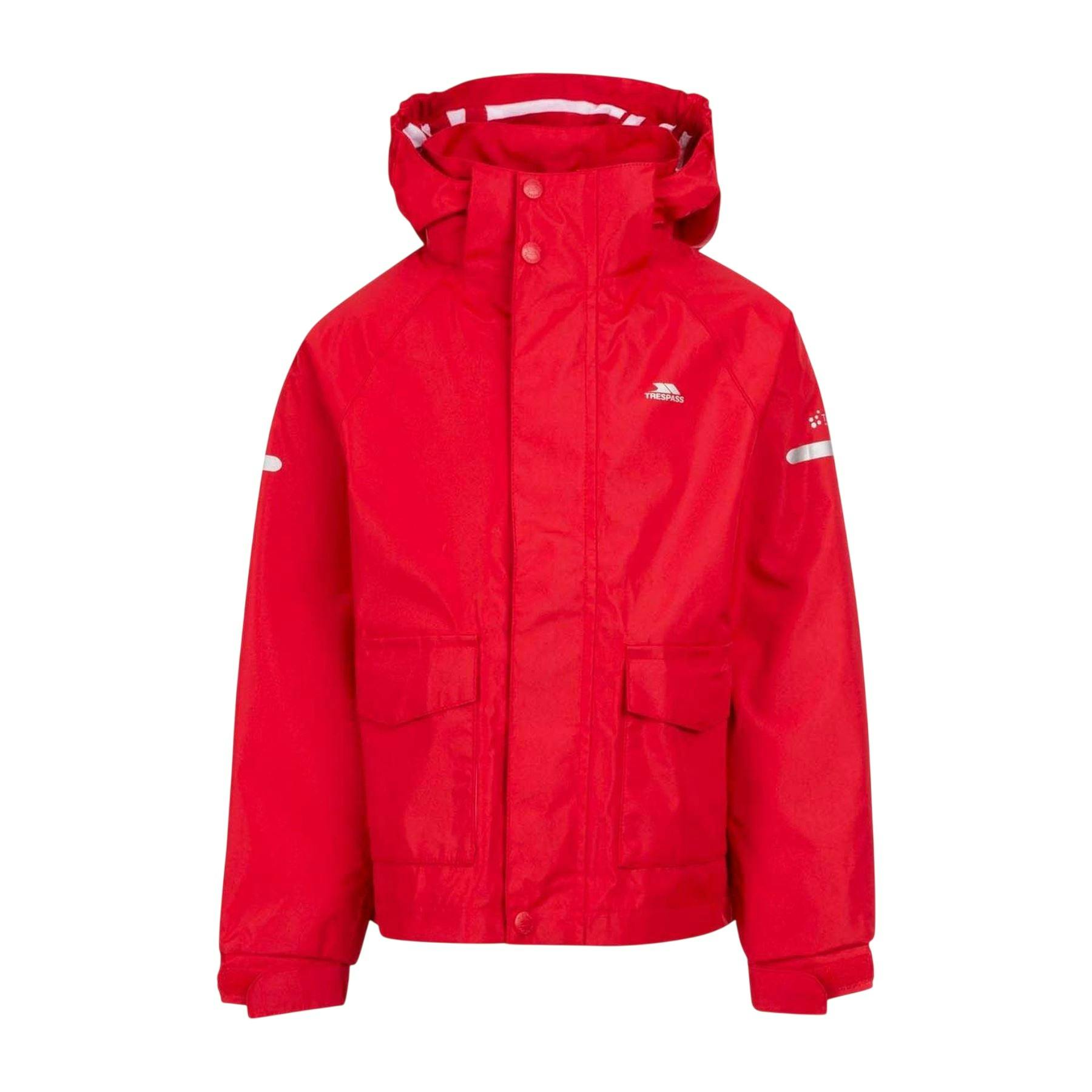 Trespass Unisex Red Detachable Hood Waterproof Jacket In | : Size 2-3 Years - Image 3