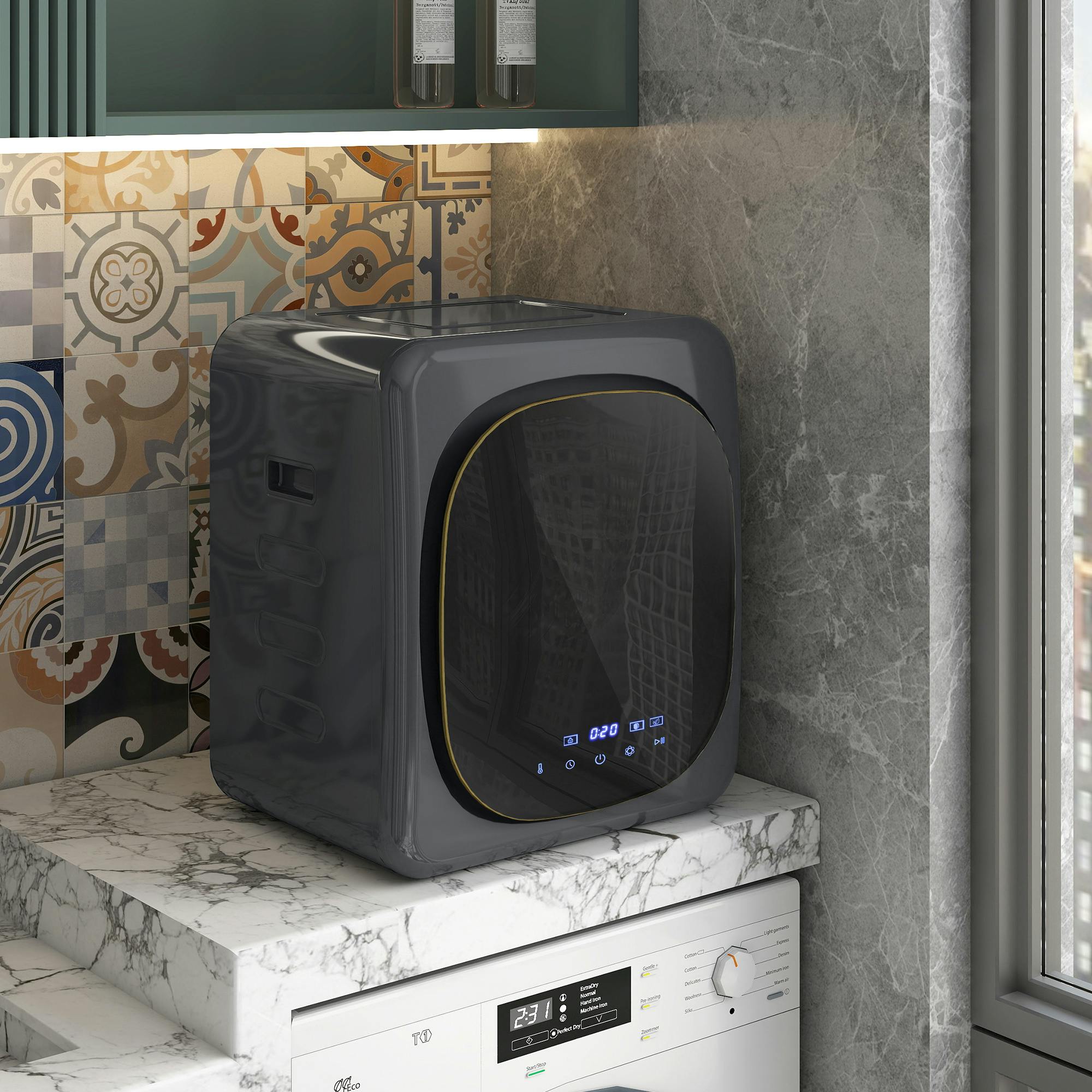 Homcom Black/Grey 4Kg 800W Vented Tumble Dryer With Deodorize, Smart Mode, - 48W X 40D X 56H Cm - Vented Tumble Dryer