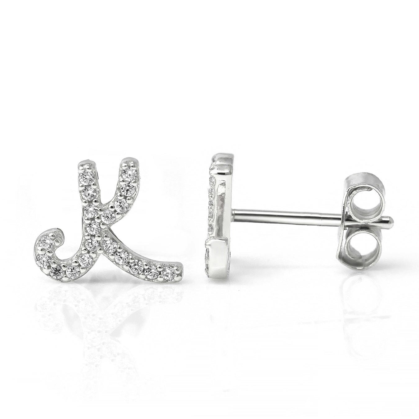 Say It With Silver Luxe Cz Initial Earrings - Sterling - K