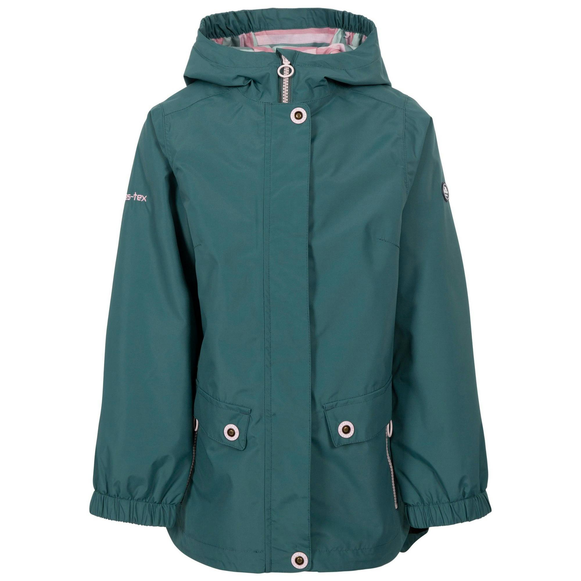 Trespass Girls Green Flourish Tp75 Waterproof Jacket - Spruce - 5-6 Years - Spruce - 65% Cotton/35% Polyester